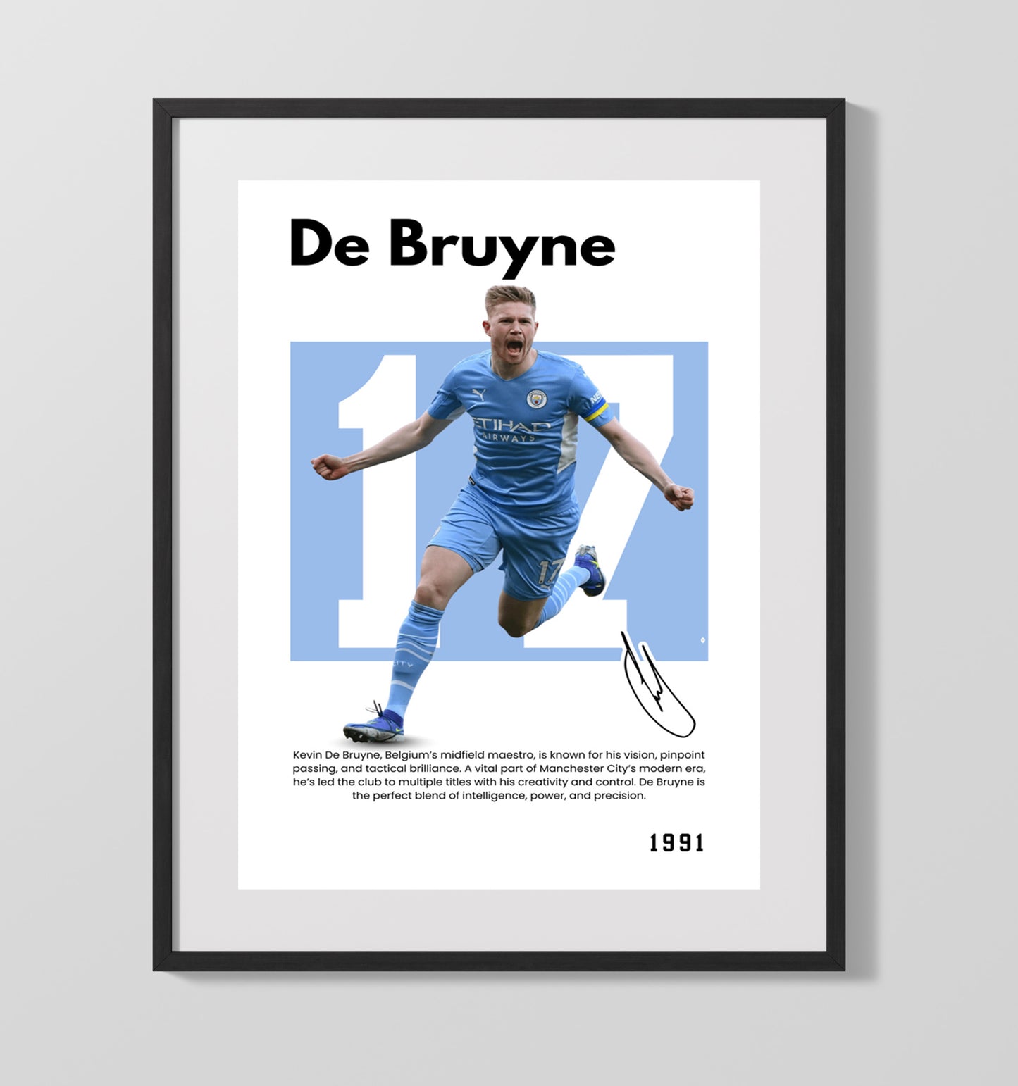 Kevin De Bruyne Player Bio Poster No. 17 - Unframed Print soccer wall art