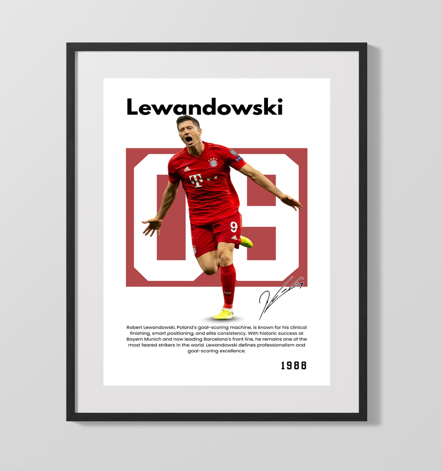 Robert Lewandowski Player Bio Poster No. 02 - Unframed Print soccer wall art