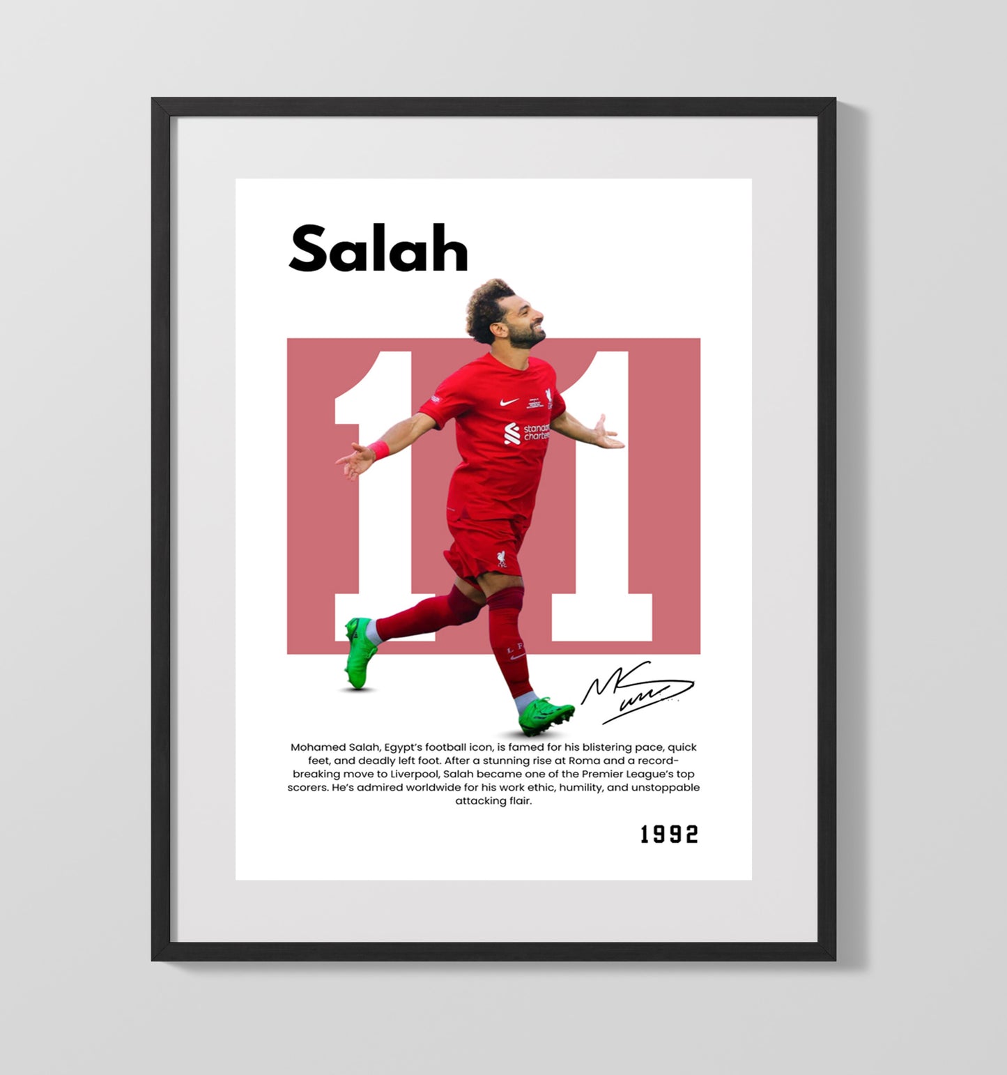 Mohamed Salah Player Bio Poster No. 11 - Unframed Print soccer wall art