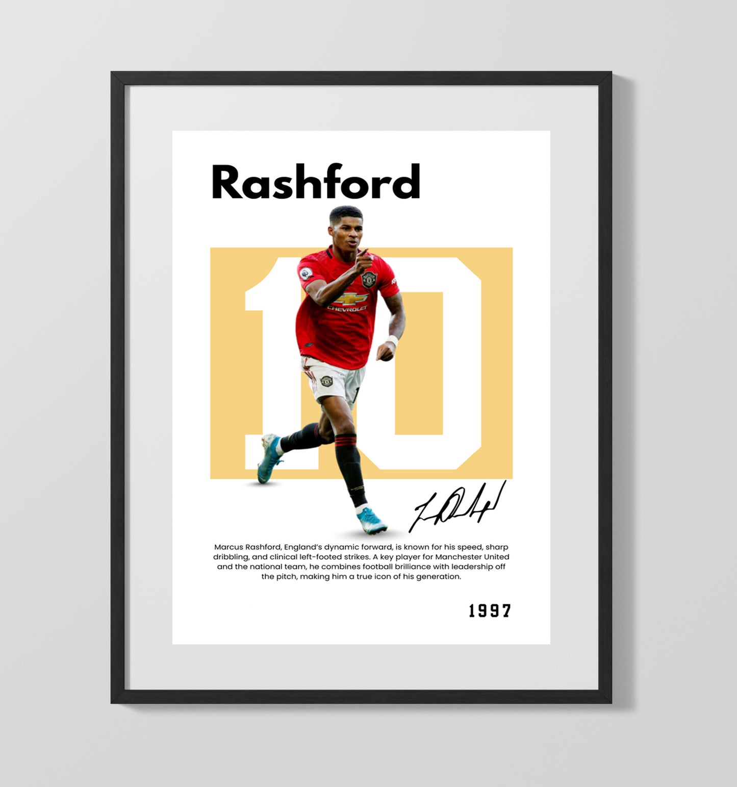 Marcus Rashford Player Bio Poster No. 09 - Unframed Print soccer wall art