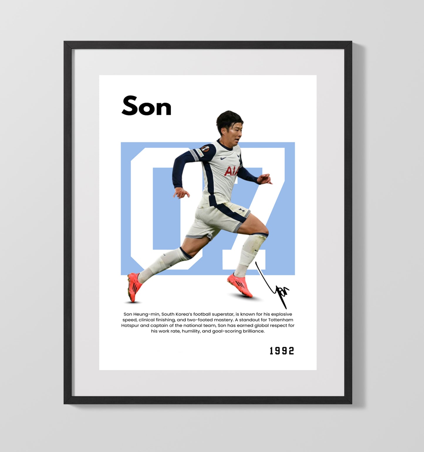 Son Heung-min Player Bio Poster No. 06 - Unframed Print soccer wall art