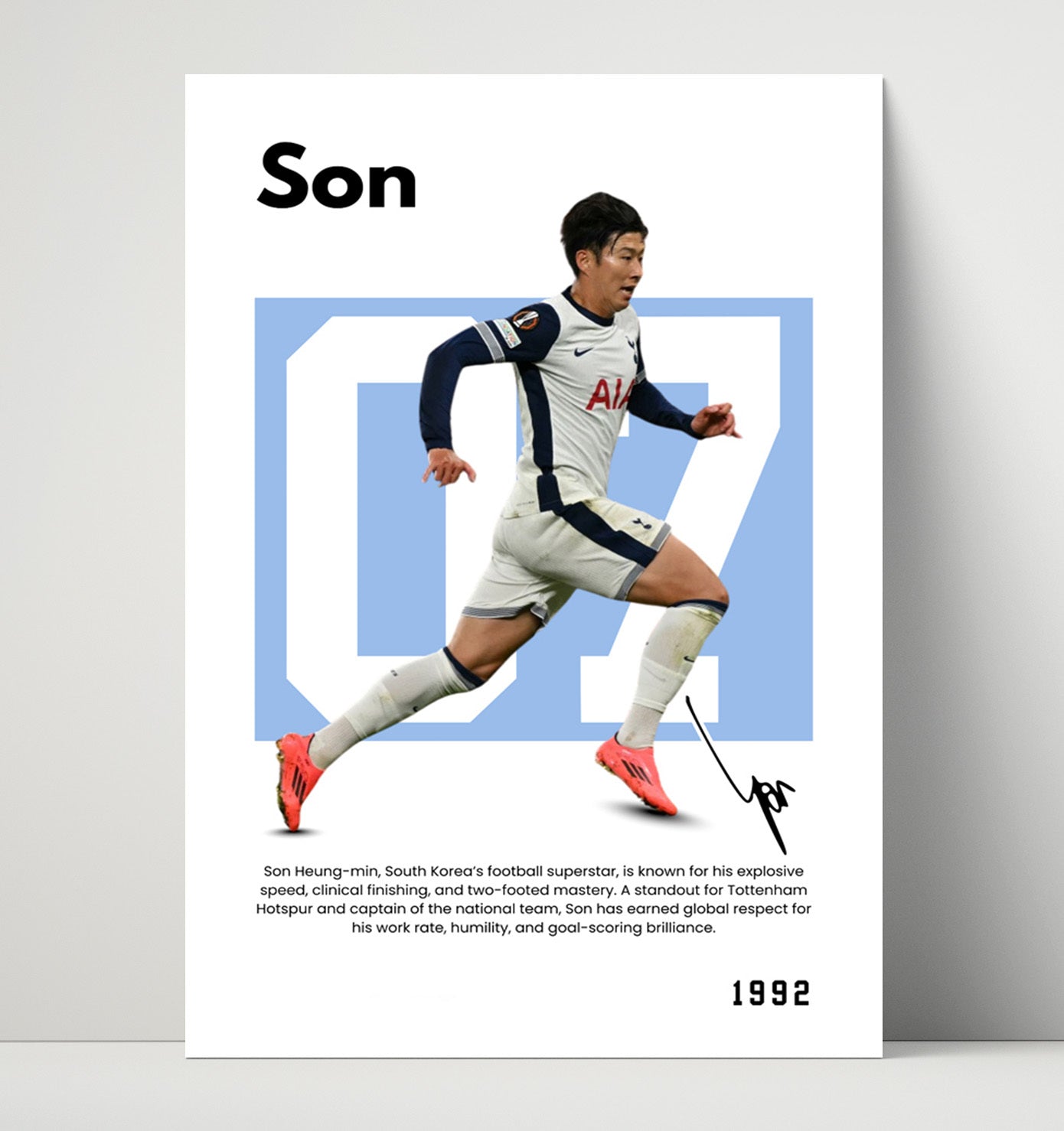 Soccer Legends - Son - No. 06 Player Bio Poster Unframed 8x10 in Plastic Sleeve in Plastic Sleeve wall art print – vintage decor