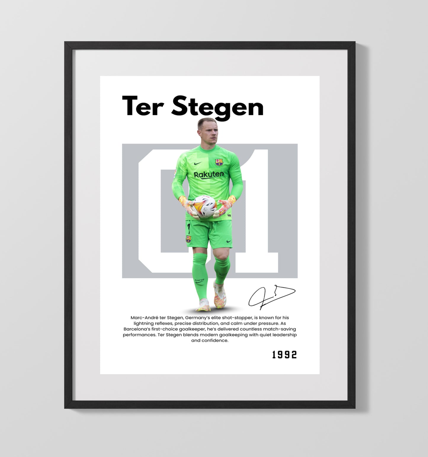 Marc-Andre ter Stegen Player Bio Poster No. 07 - Unframed Print soccer wall art