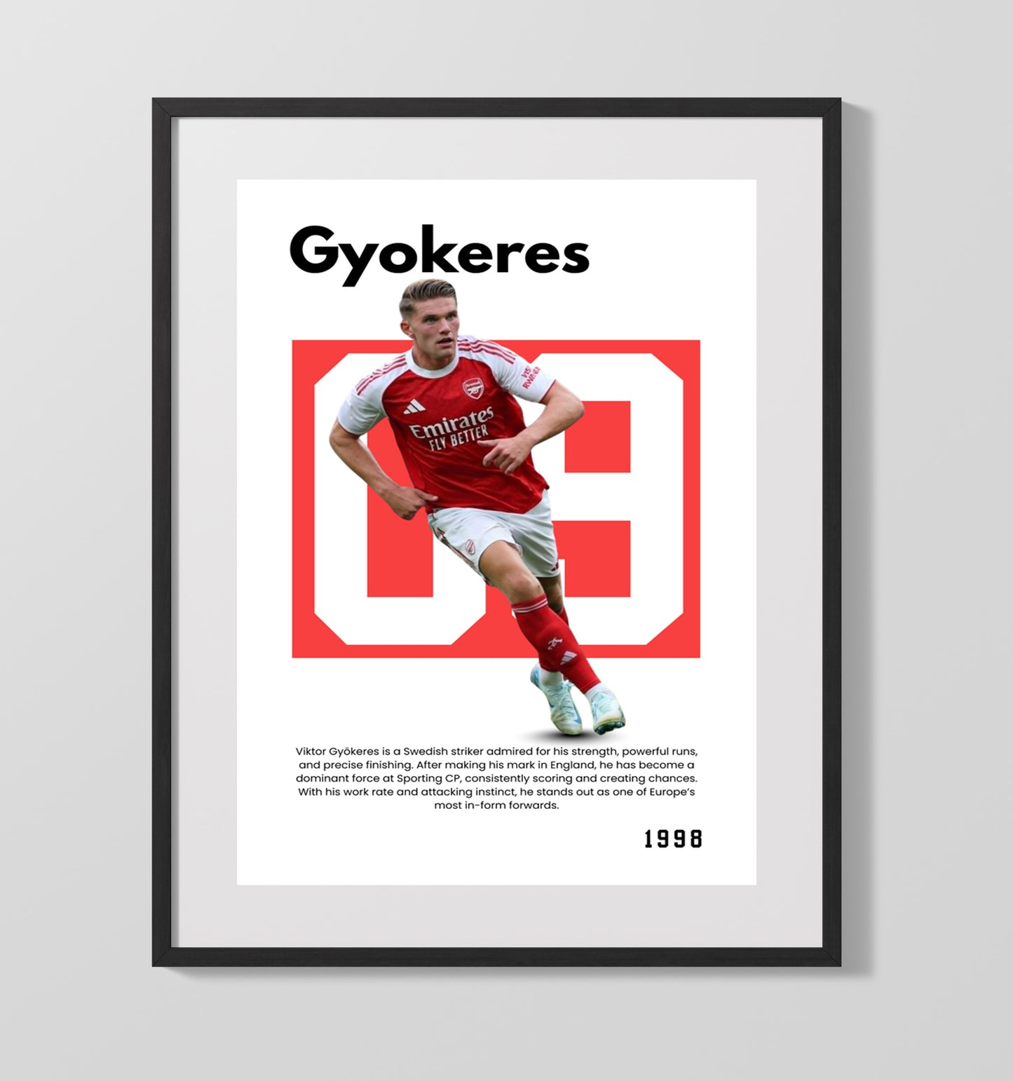 Viktor Gyokeres Arsenal Player Bio Poster No. 09 - Unframed Print soccer wall art