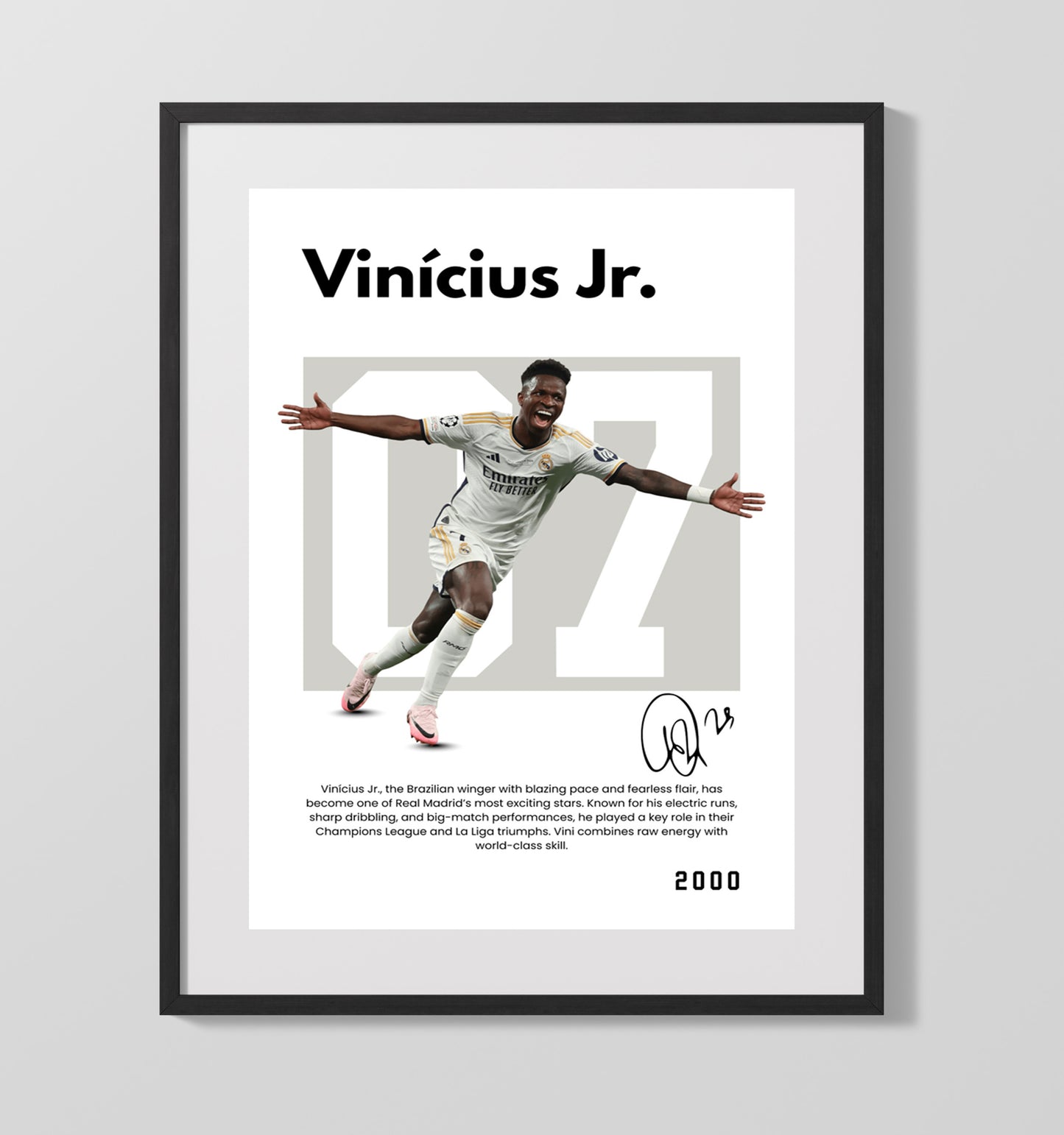 Vinicius Jr Player Bio Poster No. 07 - Unframed Print soccer wall art