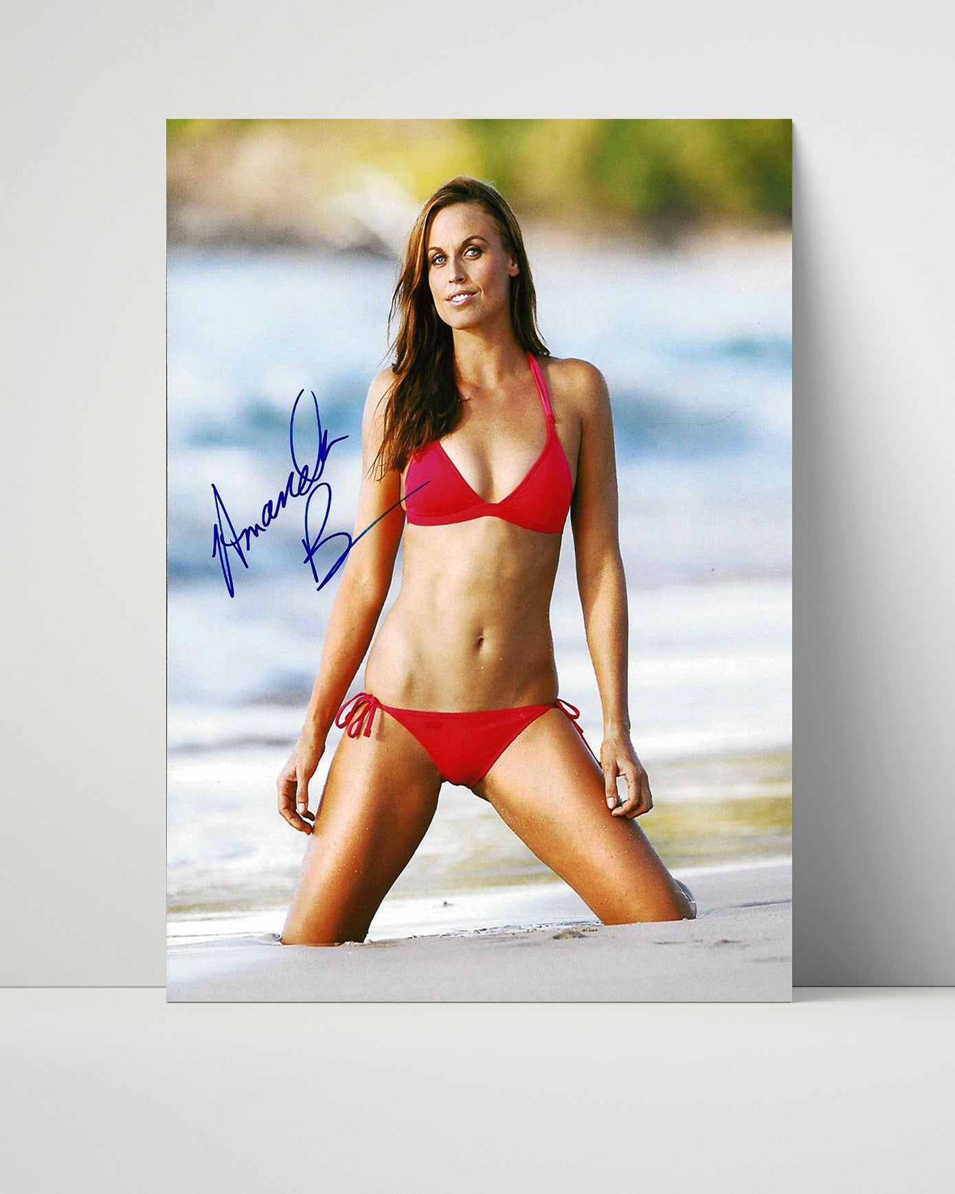 Amanda Beard - Olympic Gold Medalist Red Bikini Beach Portrait Signed.jpg Swimsuit Wall Art 16x20 Unframed Print wall art print – Swimsuit Wall Art decor