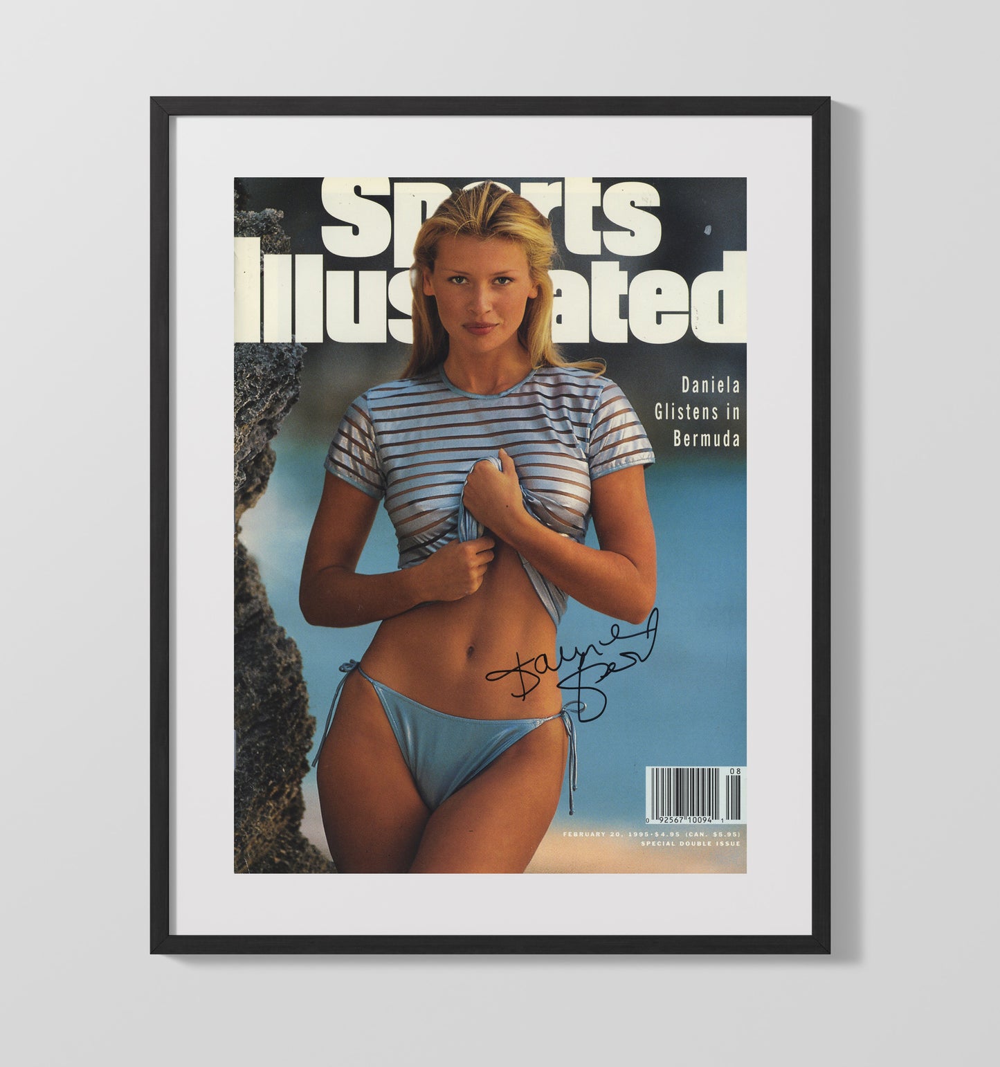 Daniela Pestova - 1995 Glistens in Bermuda Signed SI Swimsuit Issue Cover - Gallery Frame swimsuit wall art