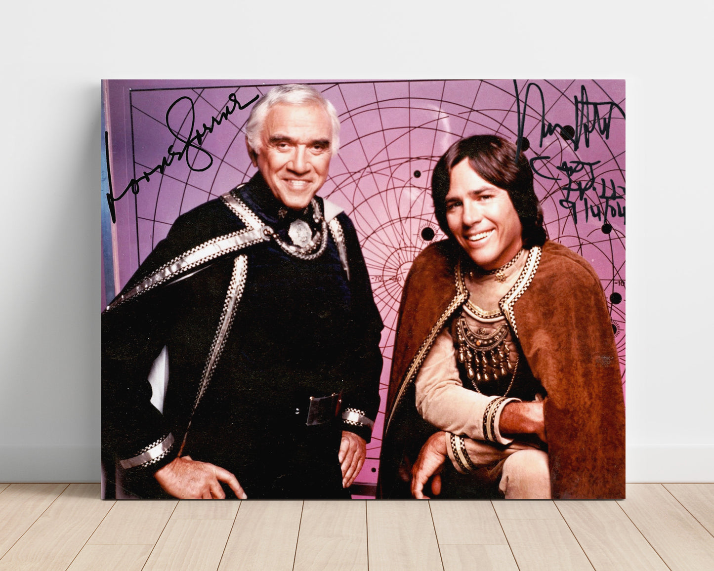 Battlestar Galactica - Lorne Greene (Adama) and Dirk Benedict (Starbuck) Command Bridge - Vintage Television Wall Art - 16x20 Unframed Print wall art print - television decor