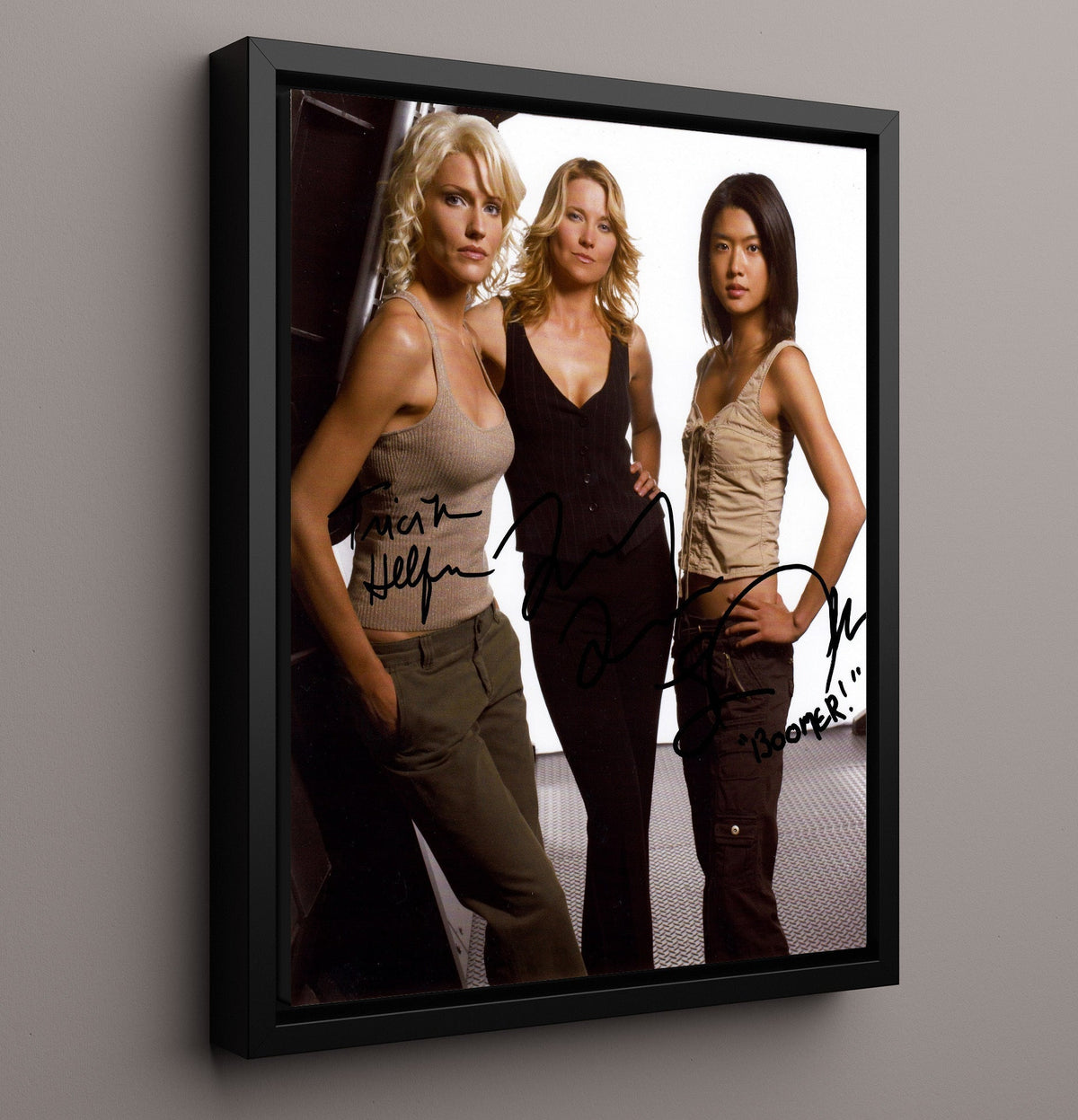 Battlestar Galactica - Tricia Helfer Grace Park Sci-Fi Femme Trio - Framed Canvas television wall art