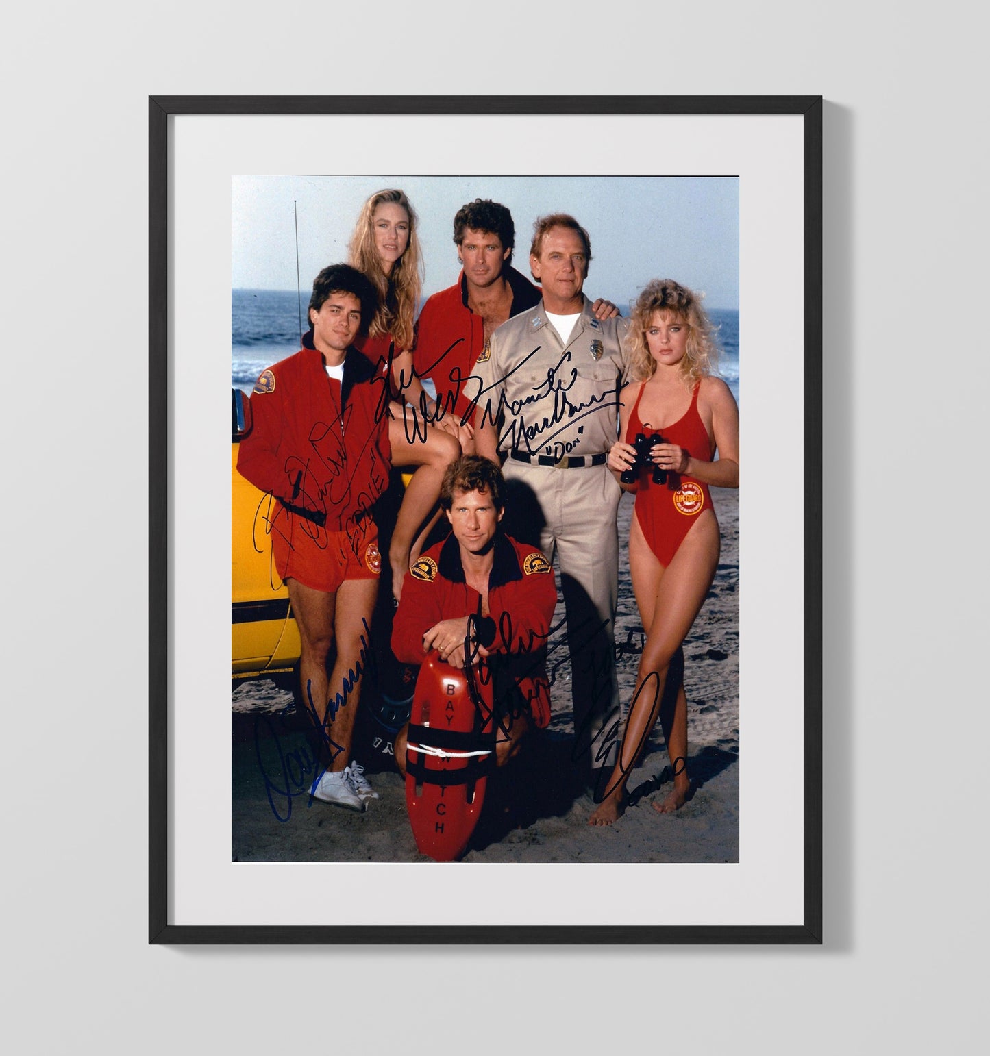 Baywatch - David Hasselhoff Classic Beach Patrol Cast - Gallery Frame television wall art