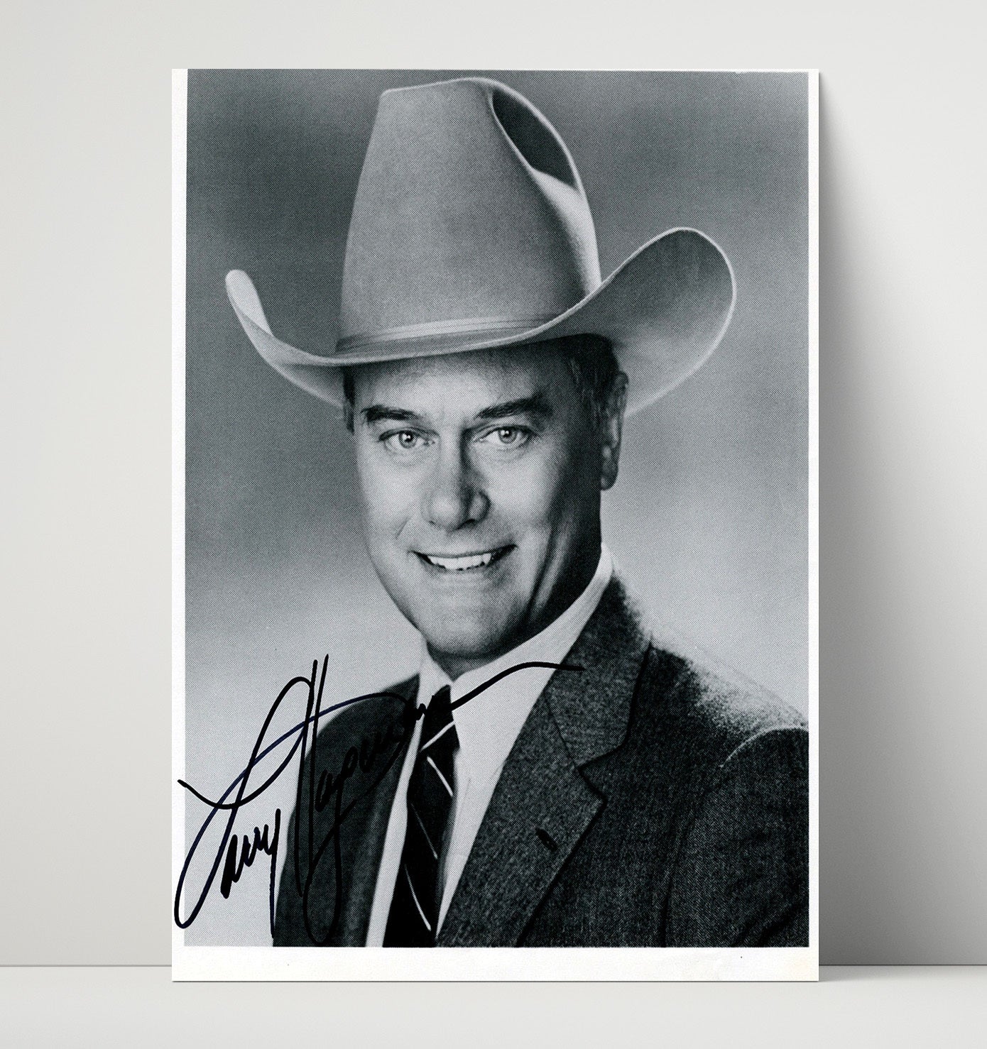 Dallas - Larry Hagman - J.R. Ewing Cowboy Hat Headshot - Vintage Television Wall Art - 16x20 Unframed Print wall art print - television decor