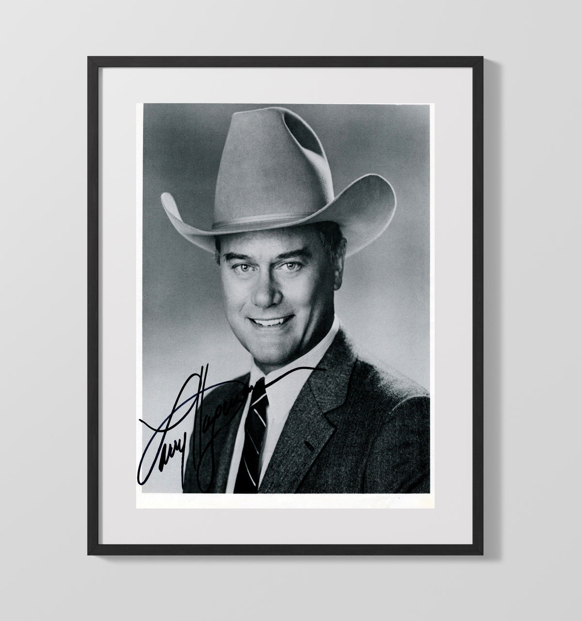 Dallas - Larry Hagman - J.R. Ewing Cowboy Hat Headshot - Gallery Frame television wall art