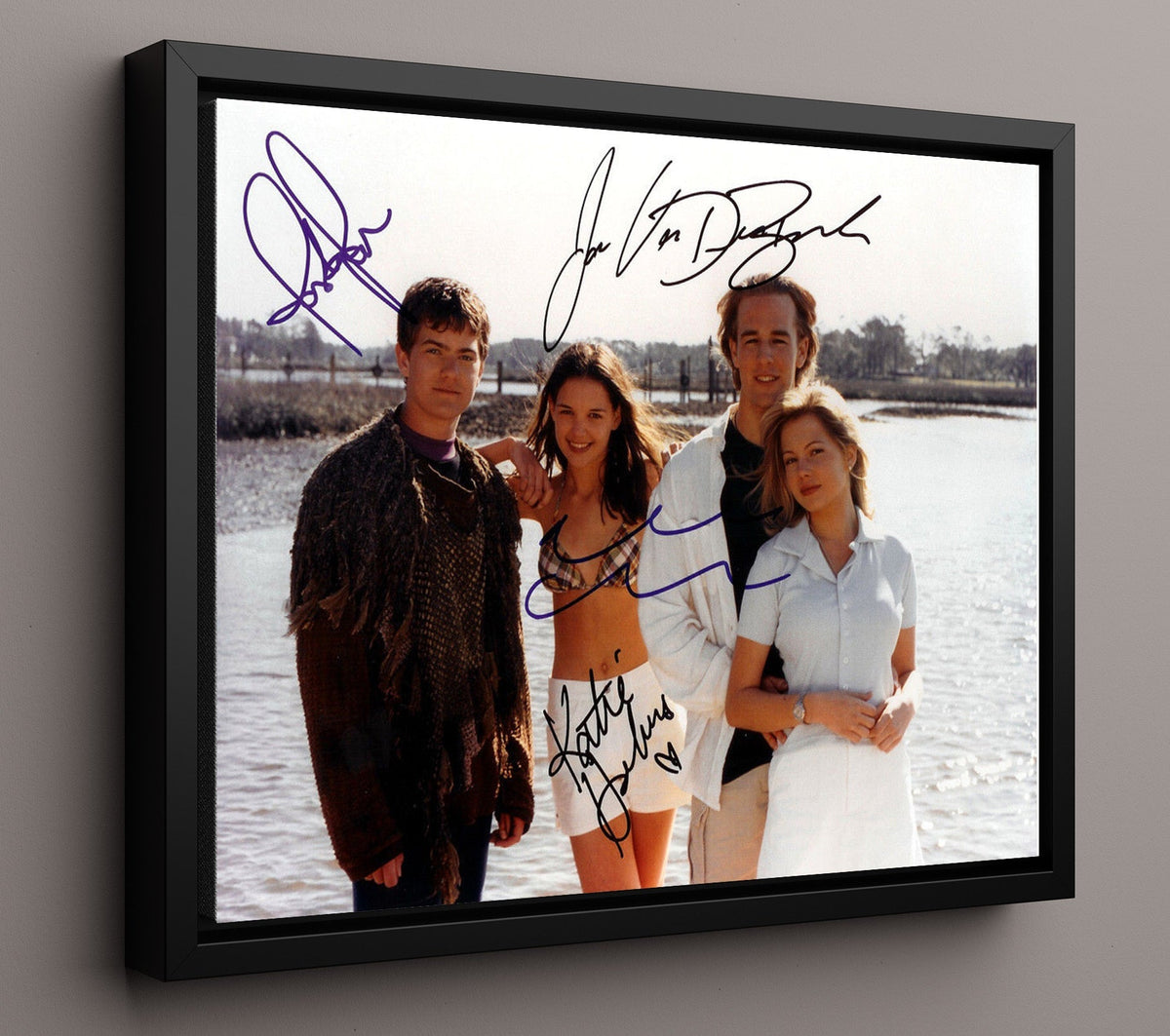 Dawson's Creek - James Van Der Beek (Dawson Leery) Ensemble Cast Waterfront Scene - Framed Canvas television wall art