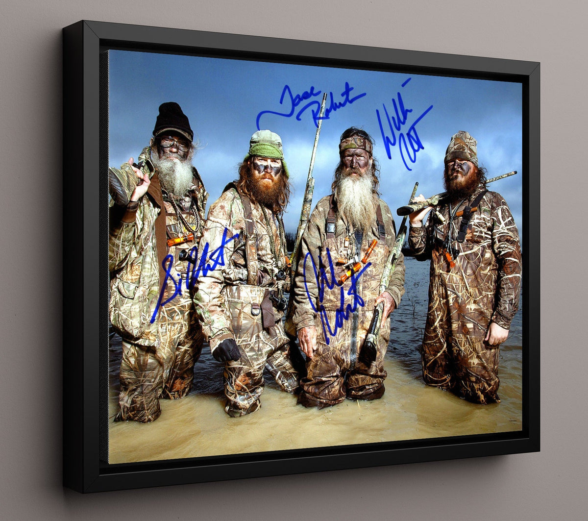 Duck Dynasty - Phil Robertson Ensemble Duck Hunt Water Scene - Framed Canvas television wall art