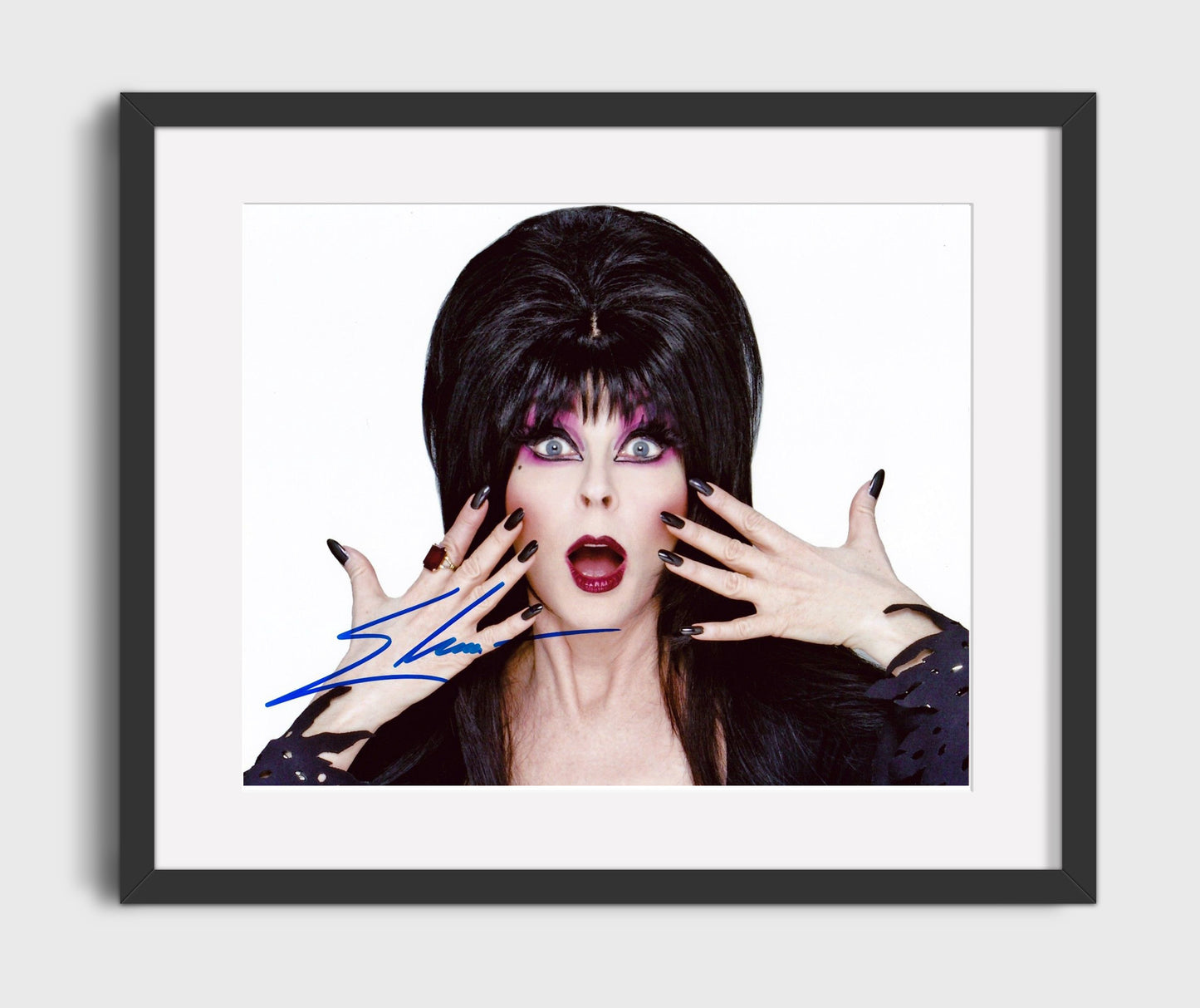 Elvira - Cassandra Peterson (Elvira) Horror Host Shock Glam Reaction Scene - Gallery Frame television wall art