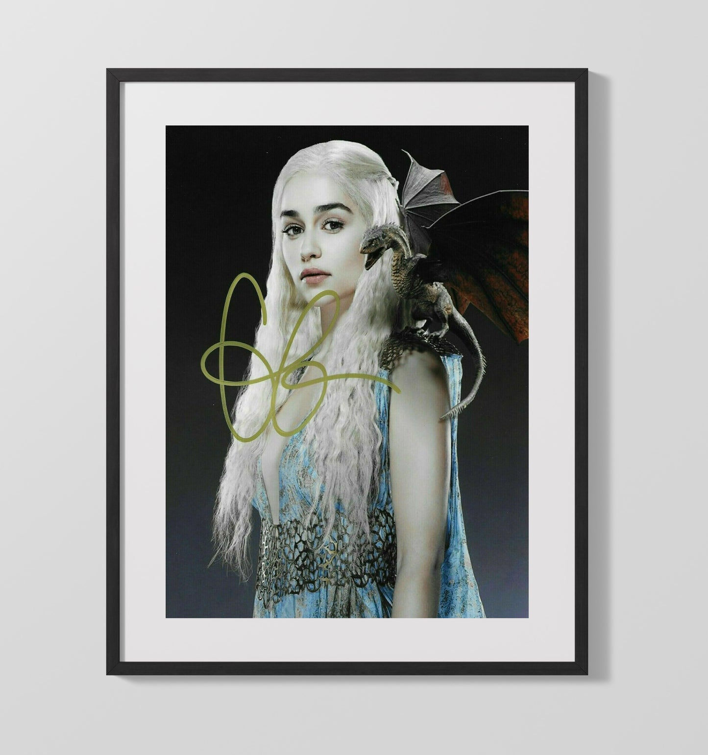 Game of Thrones - Emilia Clarke Daenerys Dragon Shoulder - Gallery Frame television wall art