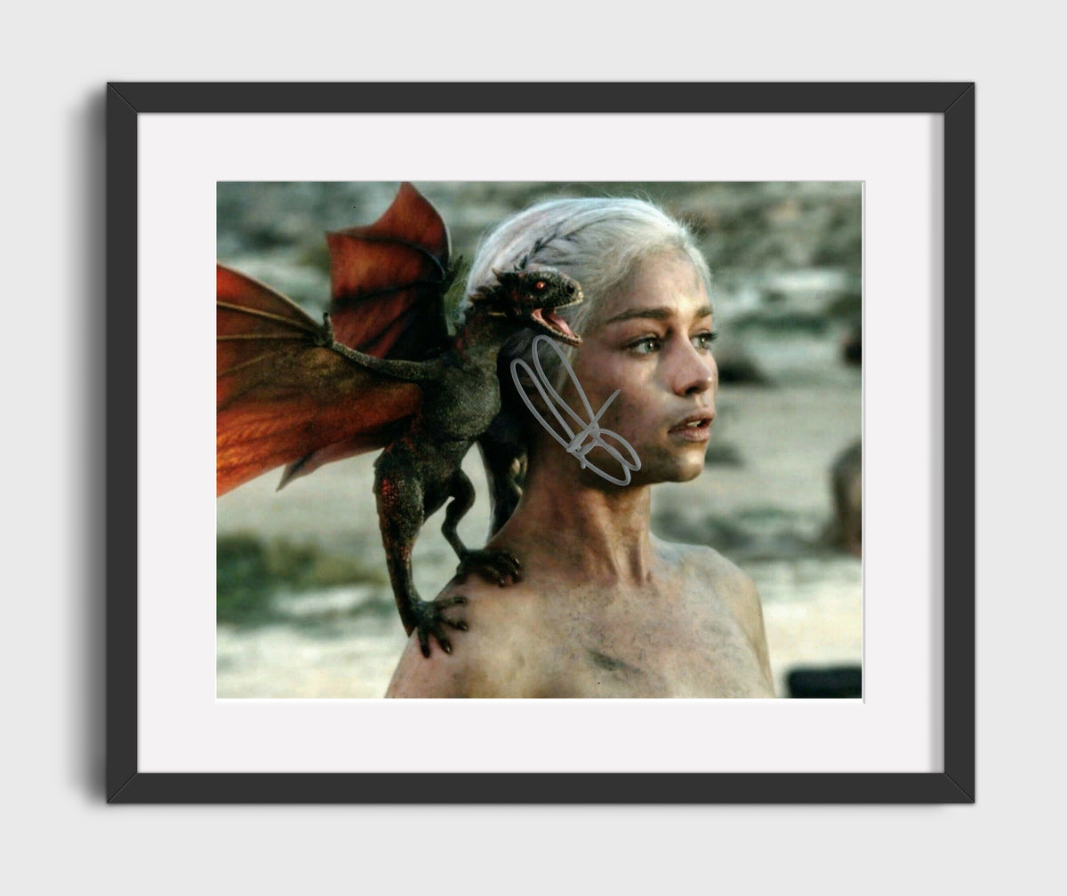 Game of Thrones - Emilia Clarke (Daenerys Targaryen) Shoulder Dragon Perch Scene - Gallery Frame television wall art