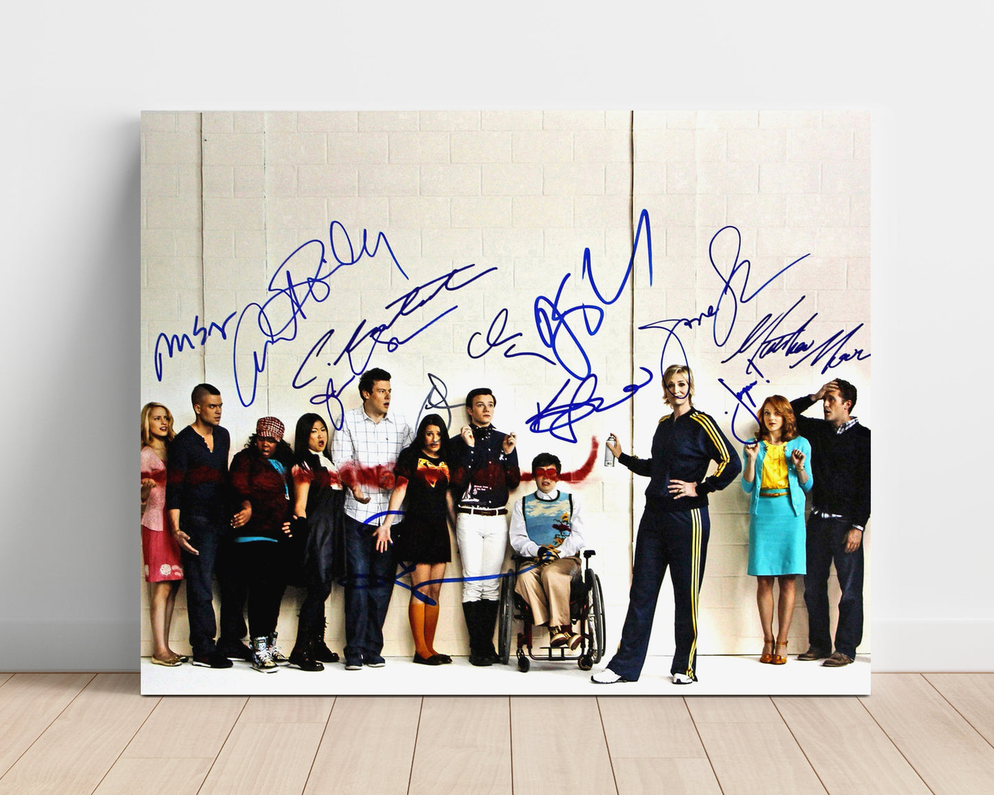 Glee - Lea Michele (Rachel Berry) Ensemble Choir Lineup Cast Scene - Vintage Television Wall Art - 16x20 Unframed Print wall art print - television decor