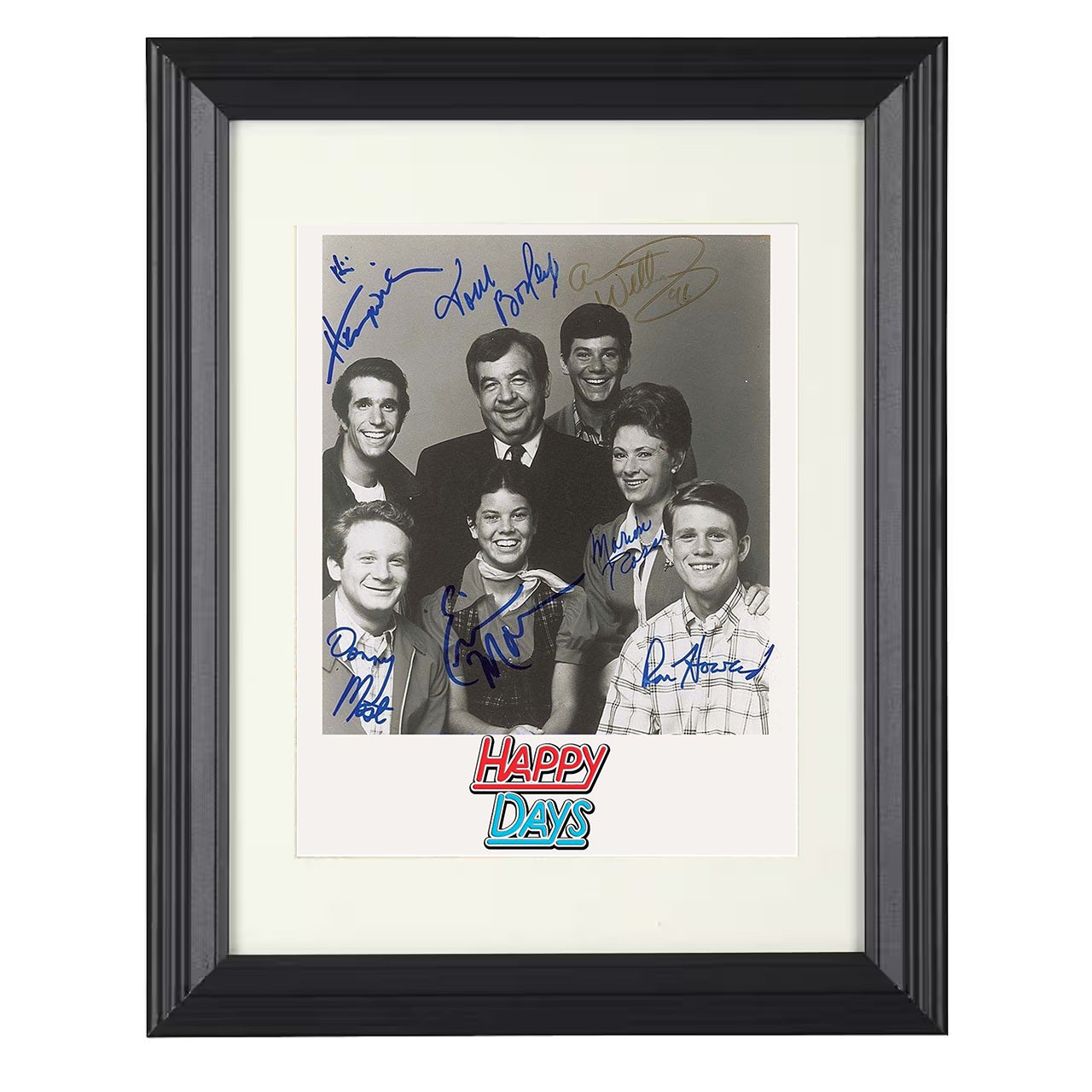 Happy Days – Cast Classic Sitcom Cast Image – 8x10 black beveled framed television wall art