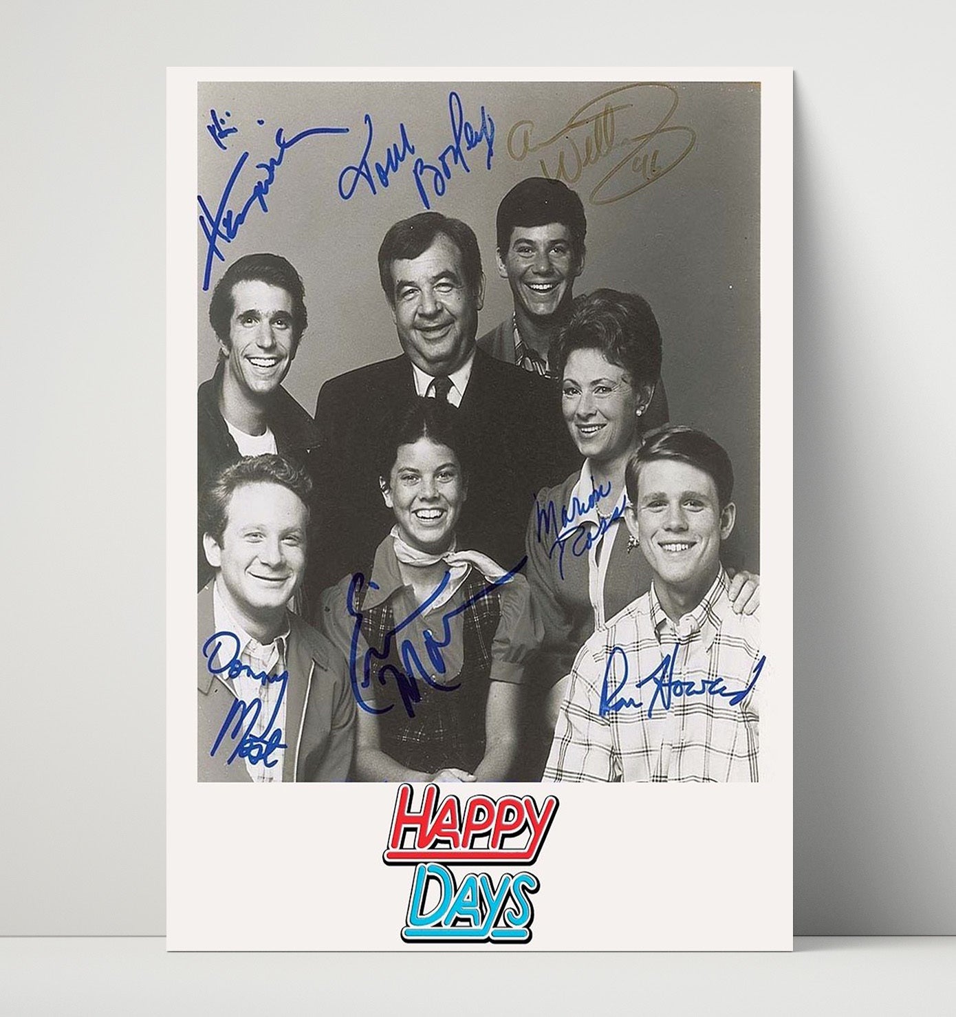 Happy Days - Cast Classic Sitcom Cast Signed Photo - Vintage Television Wall Art - 16x20 Unframed Print wall art print - television decor