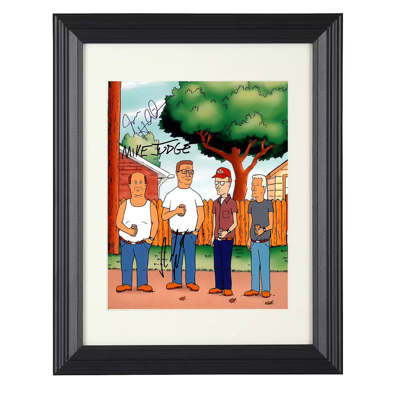 King of the Hill – Cast – Hank Hill Backyard Alley Scene – 8x10 black beveled framed television wall art