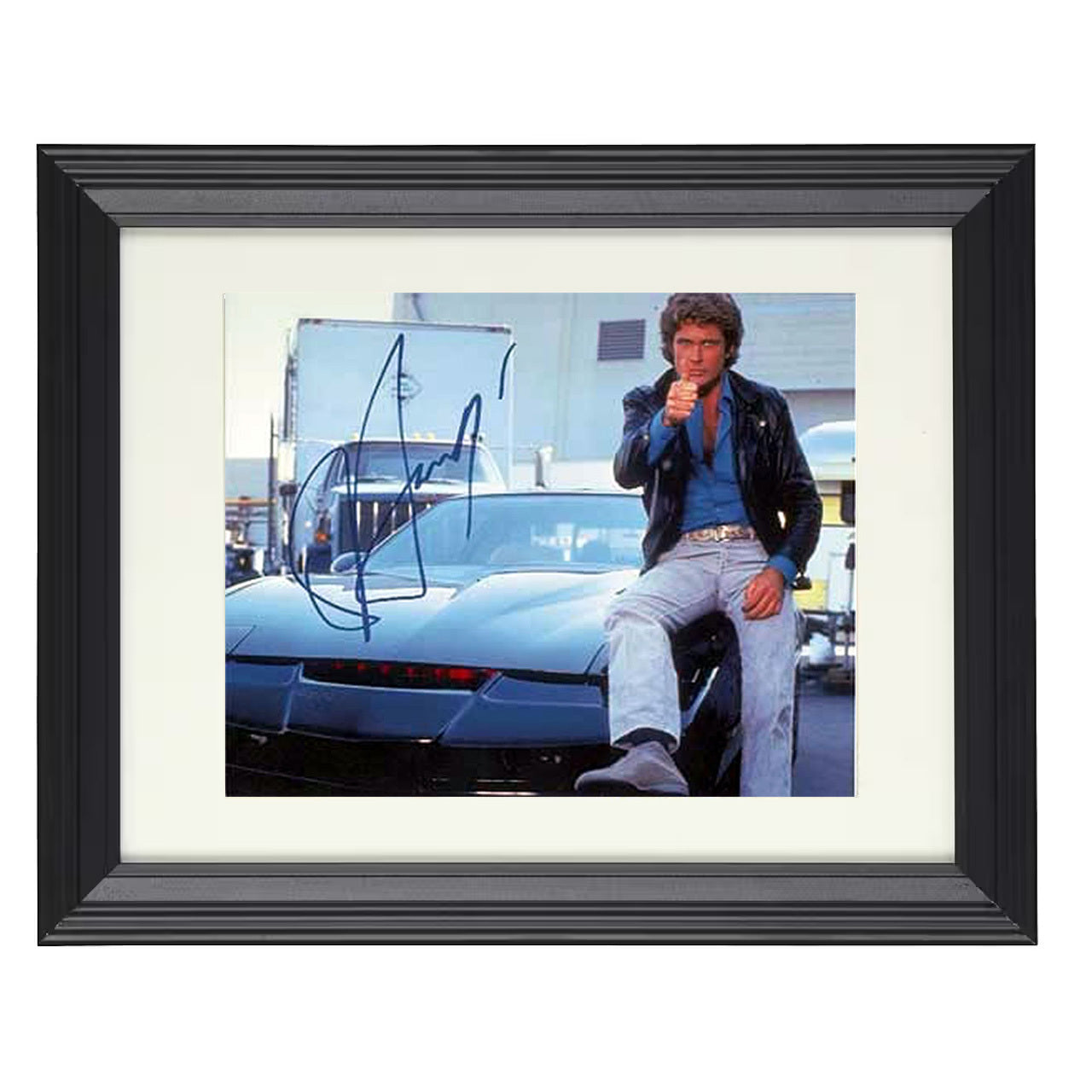 Knight Rider – Michael Knight KITT Red Scanner Car Scene – 8x10 black beveled framed television wall art