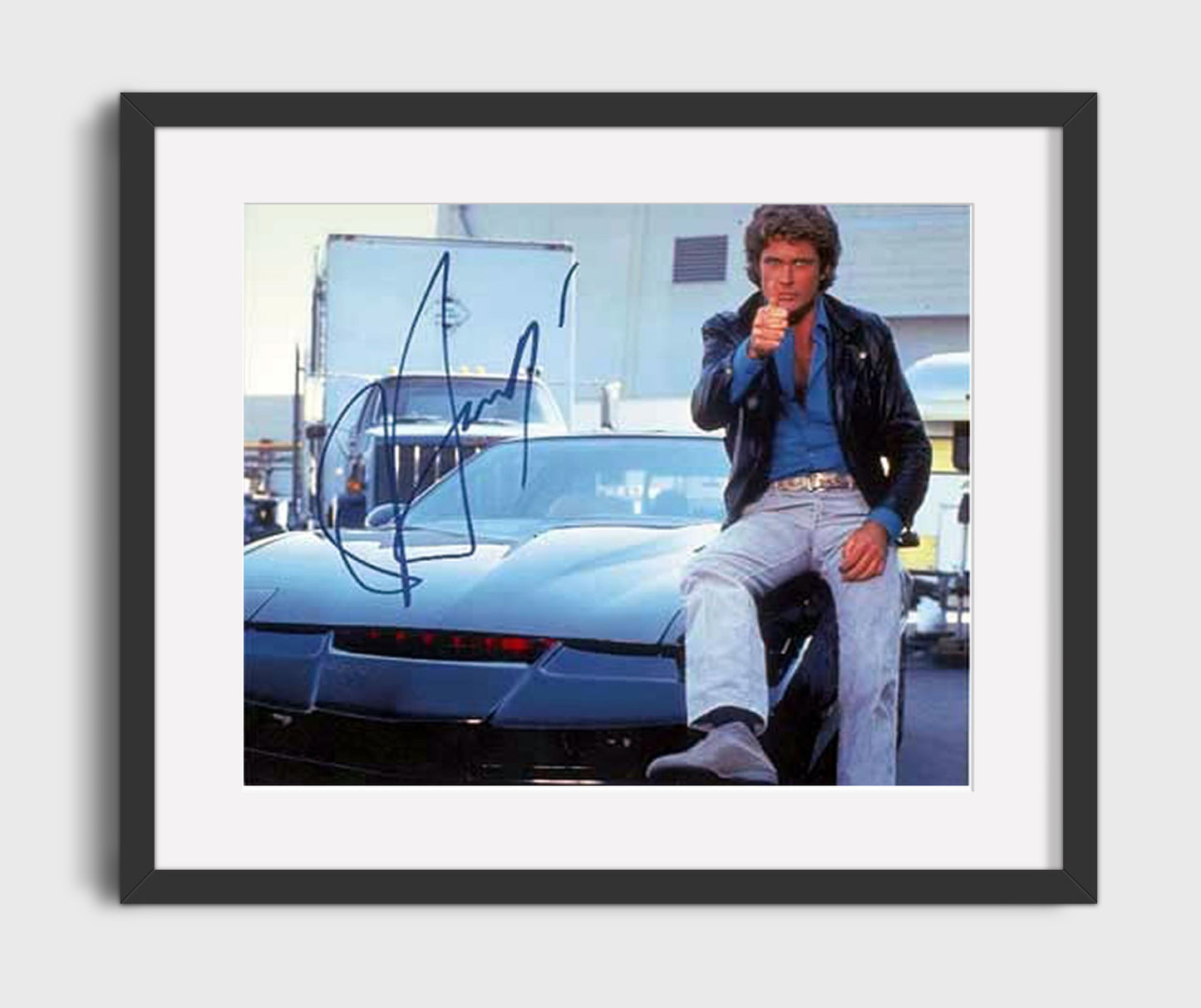 Knight Rider - David Hasselhoff (Michael Knight) KITT Red Scanner Car Scene - Gallery Frame television wall art