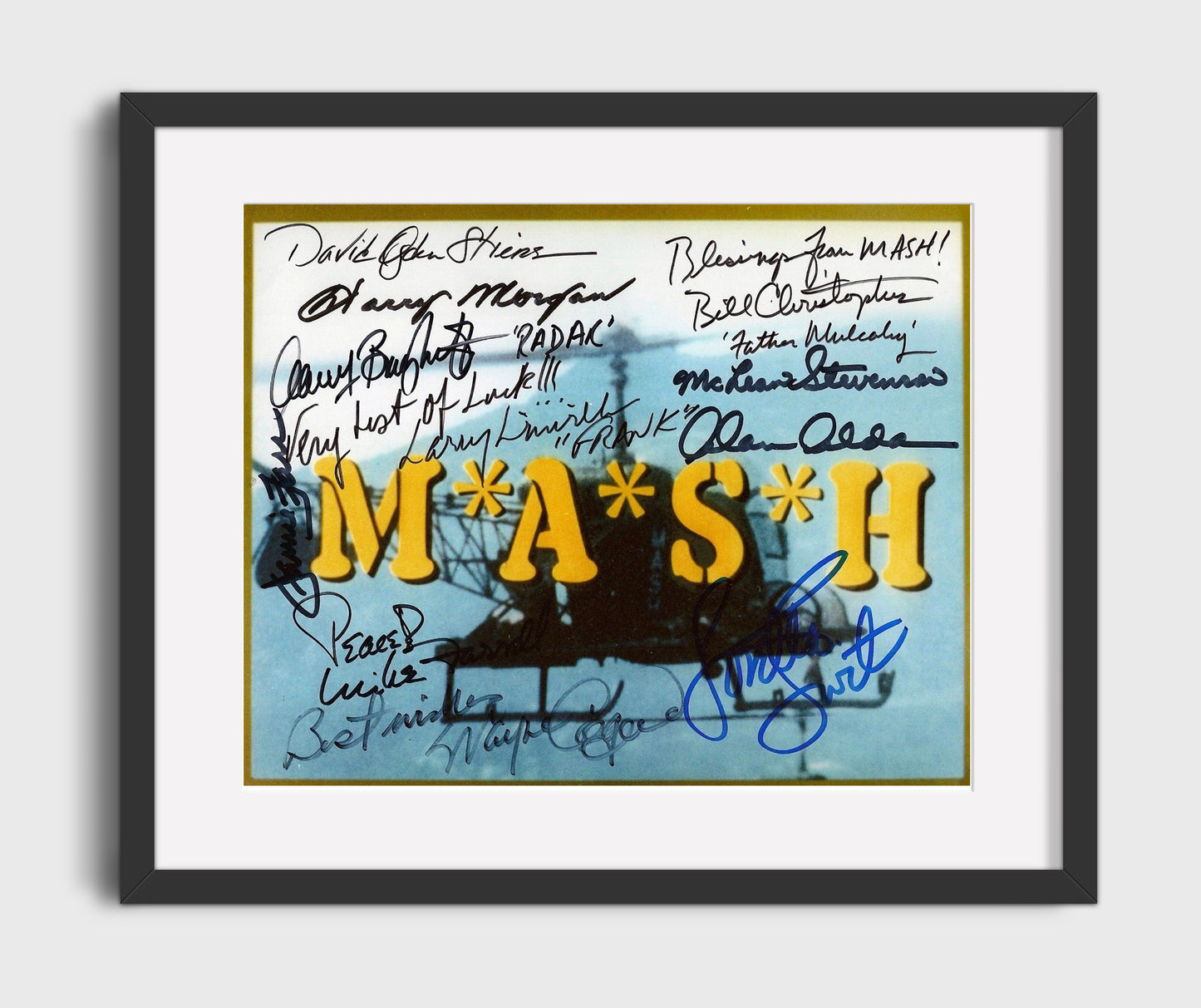 MASH - Alan Alda Ensemble Cast Title Card Autograph Collage - Gallery Frame television wall art