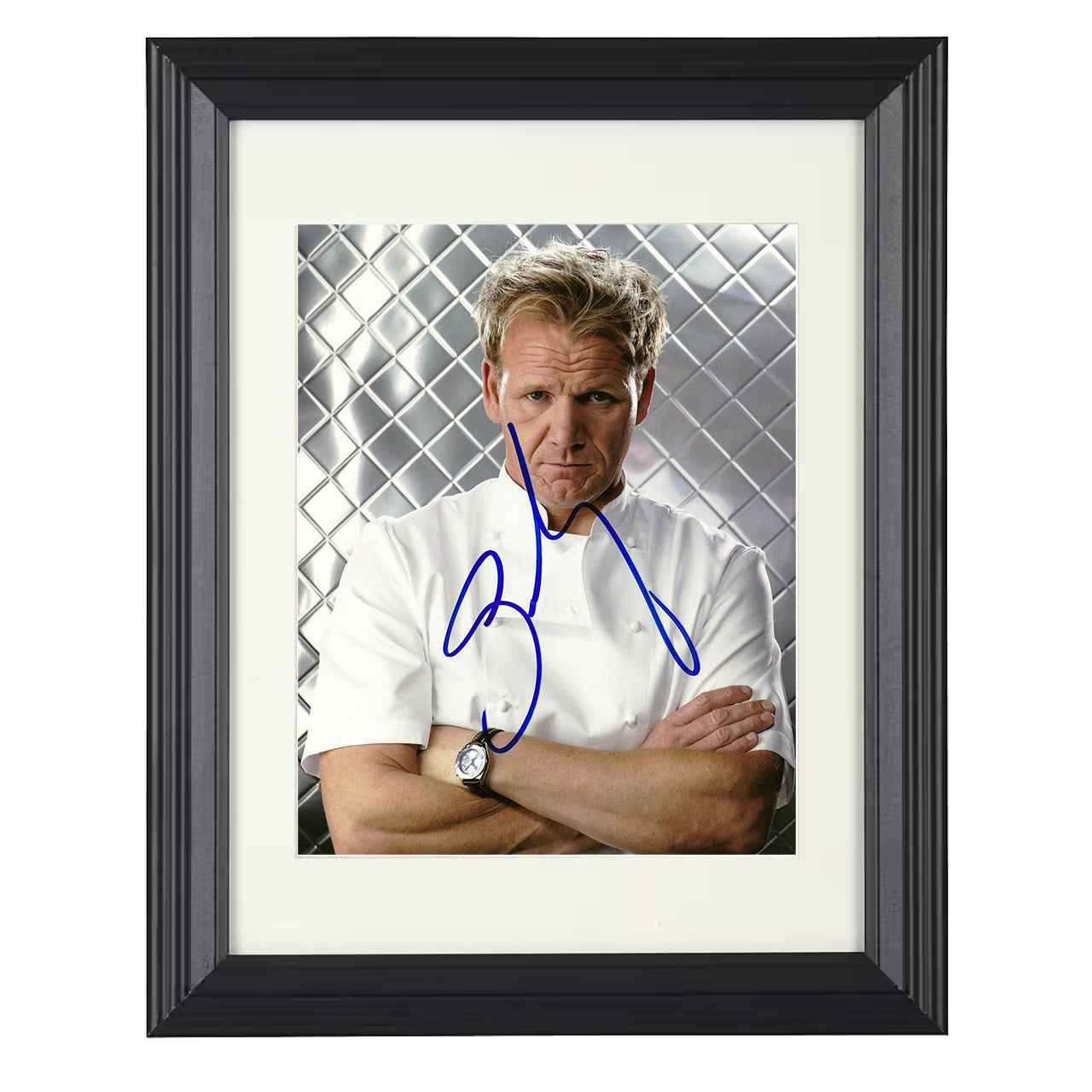 MasterChef – Gordon Ramsay Crossed Arms Kitchen Backdrop – 8x10 black beveled framed television wall art