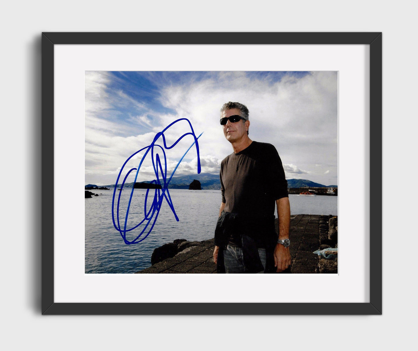 No Reservations - Anthony Bourdain (Host) Harbor Dock Sunglasses Pose - Gallery Frame television wall art