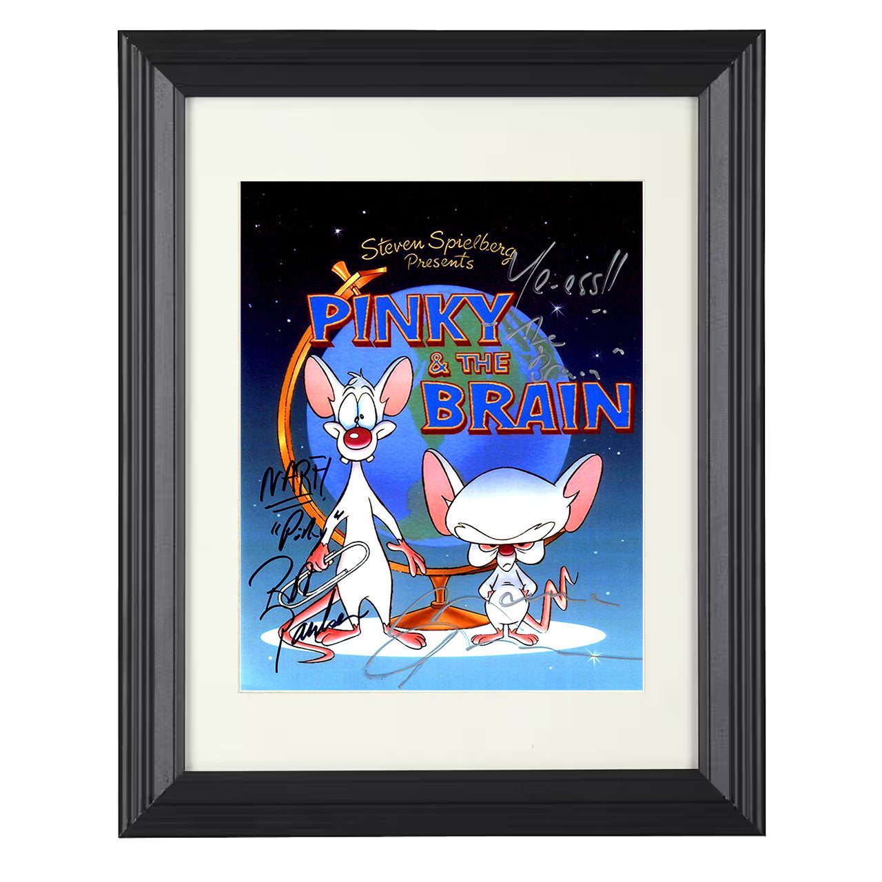 Pinky and the Brain – Pinky and Brain – World Domination – 8x10 black beveled framed television wall art