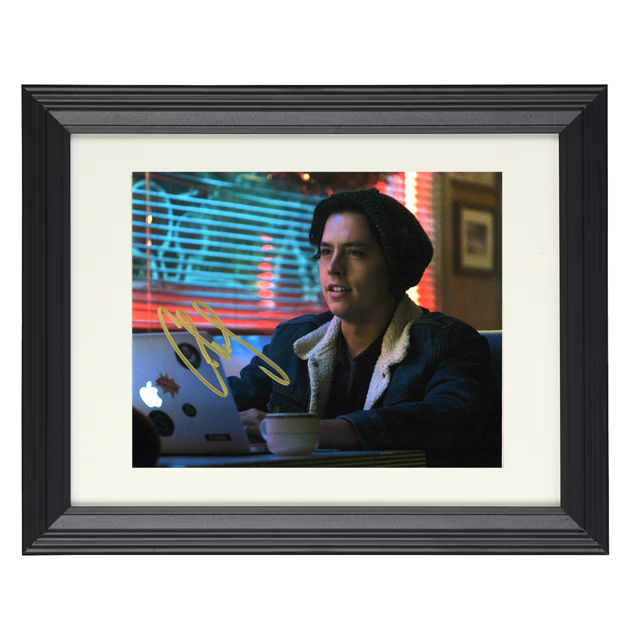 Riverdale – Cole Sprouse (Jughead Jones) Diner Laptop Scene – 8x10 black beveled framed television wall art