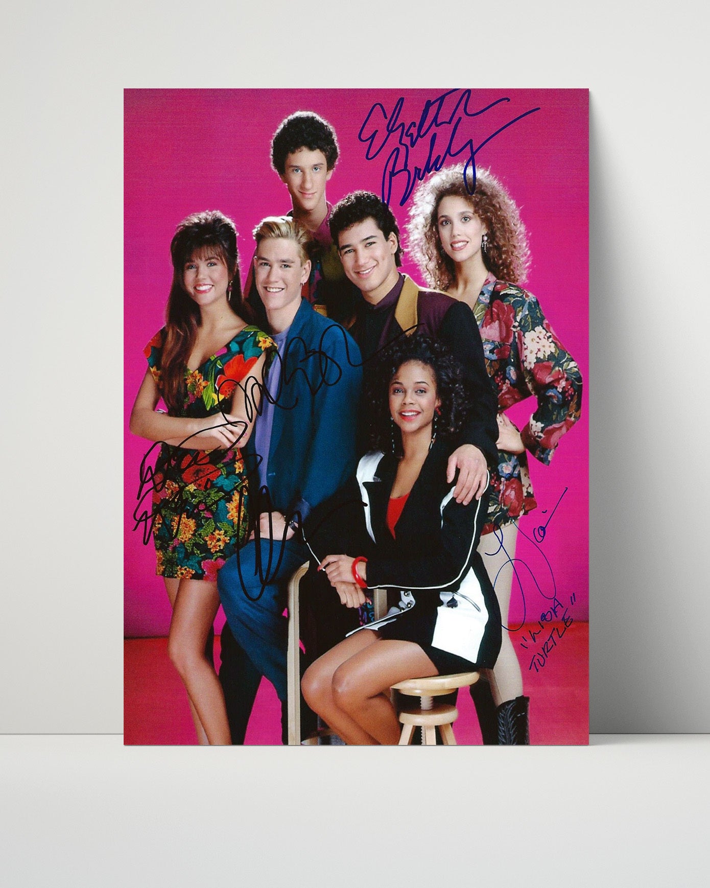 Saved by the Bell - Cast - Bright Pink Studio Cast - Vintage Television Wall Art - 16x20 Unframed Print wall art print - television decor
