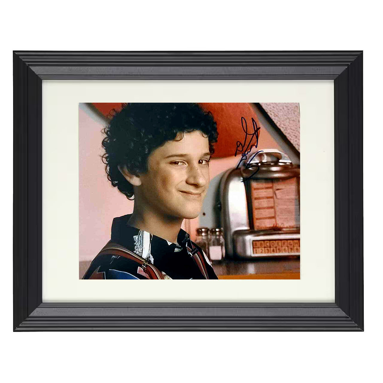 Saved by the Bell – Screech Powers Retro Diner Jukebox Smile – 8x10 black beveled framed television wall art