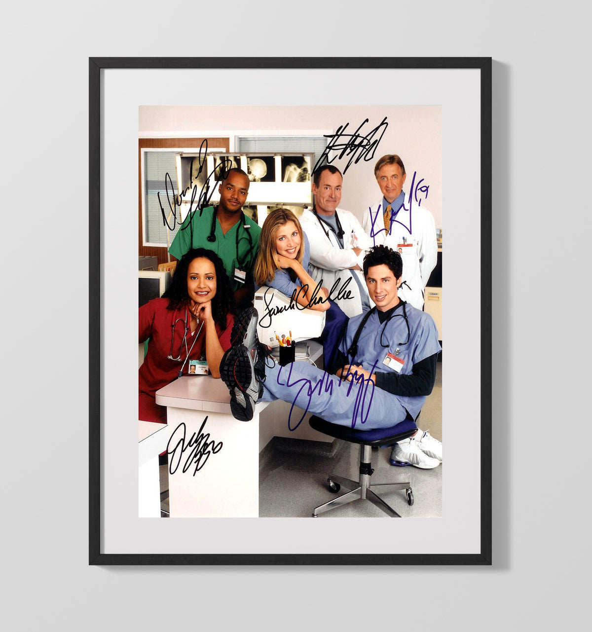 Scrubs - Zach Braff Michael J Fox and John C McGinley - Hospital Doctors Promotional - Gallery Frame television wall art