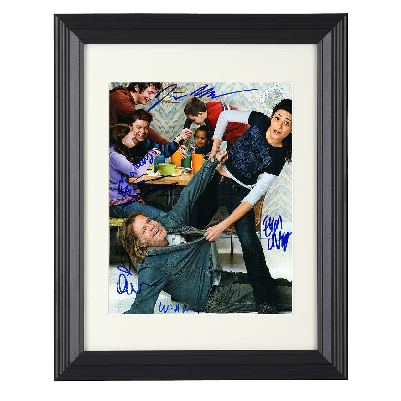 Shameless – Cast Chaotic Kitchen Scene – 8x10 black beveled framed television wall art