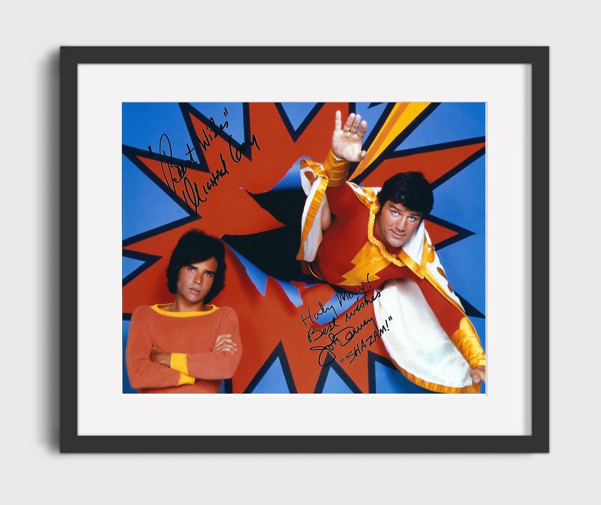 Shazam - John Davey (Captain Marvel) and Michael Gray (Billy Batson) Flying Hero Pose - Gallery Frame television wall art