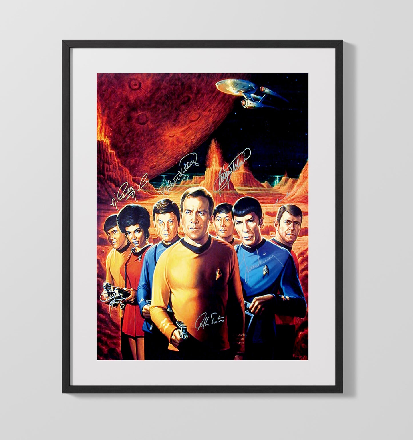 Star Trek - William Shatner (James T. Kirk) and Leonard Nimoy (Spock) Original Series Crew Poster - Gallery Frame television wall art