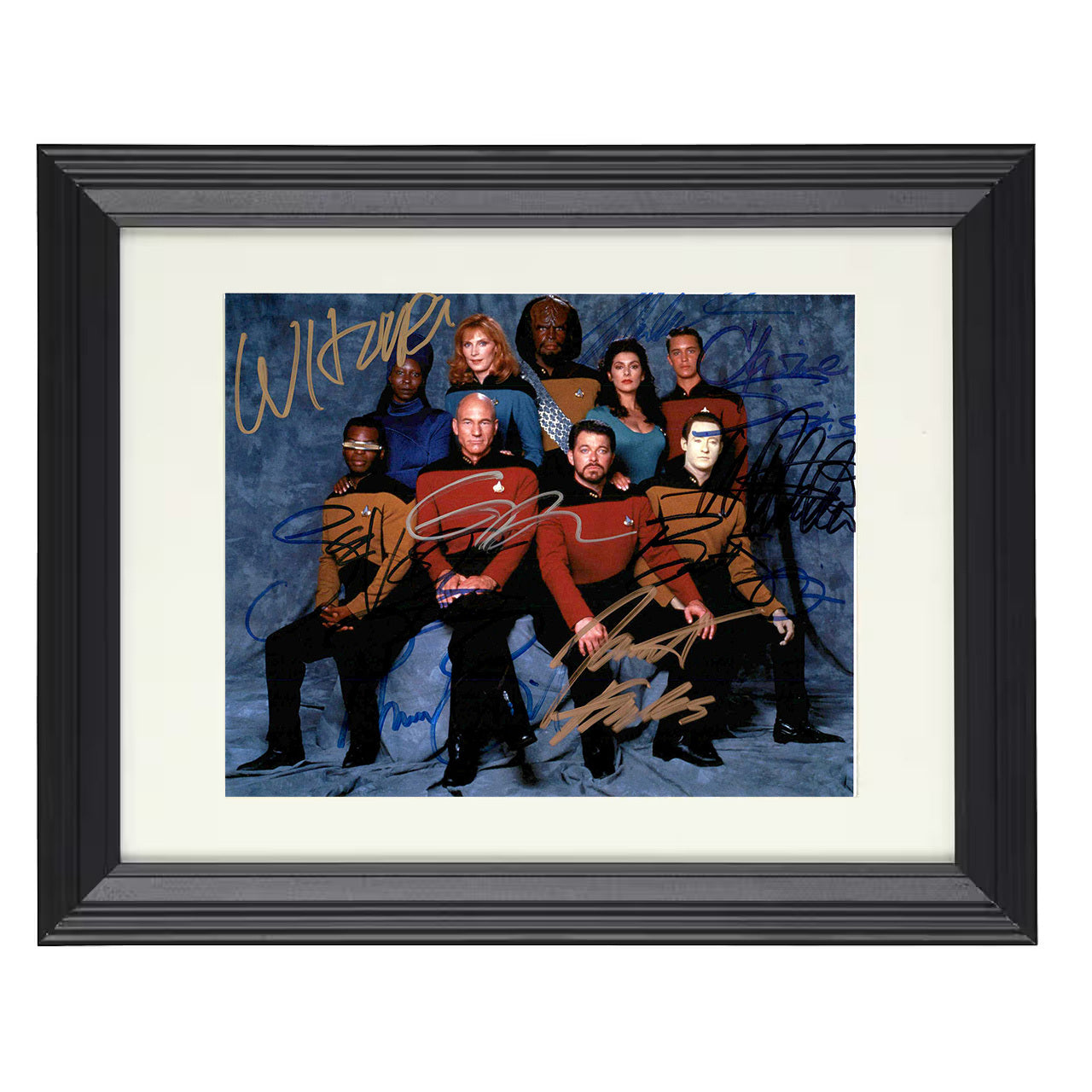 Star Trek The Next Generation – Jean Luc Picard Ensemble – 8x10 black beveled framed television wall art