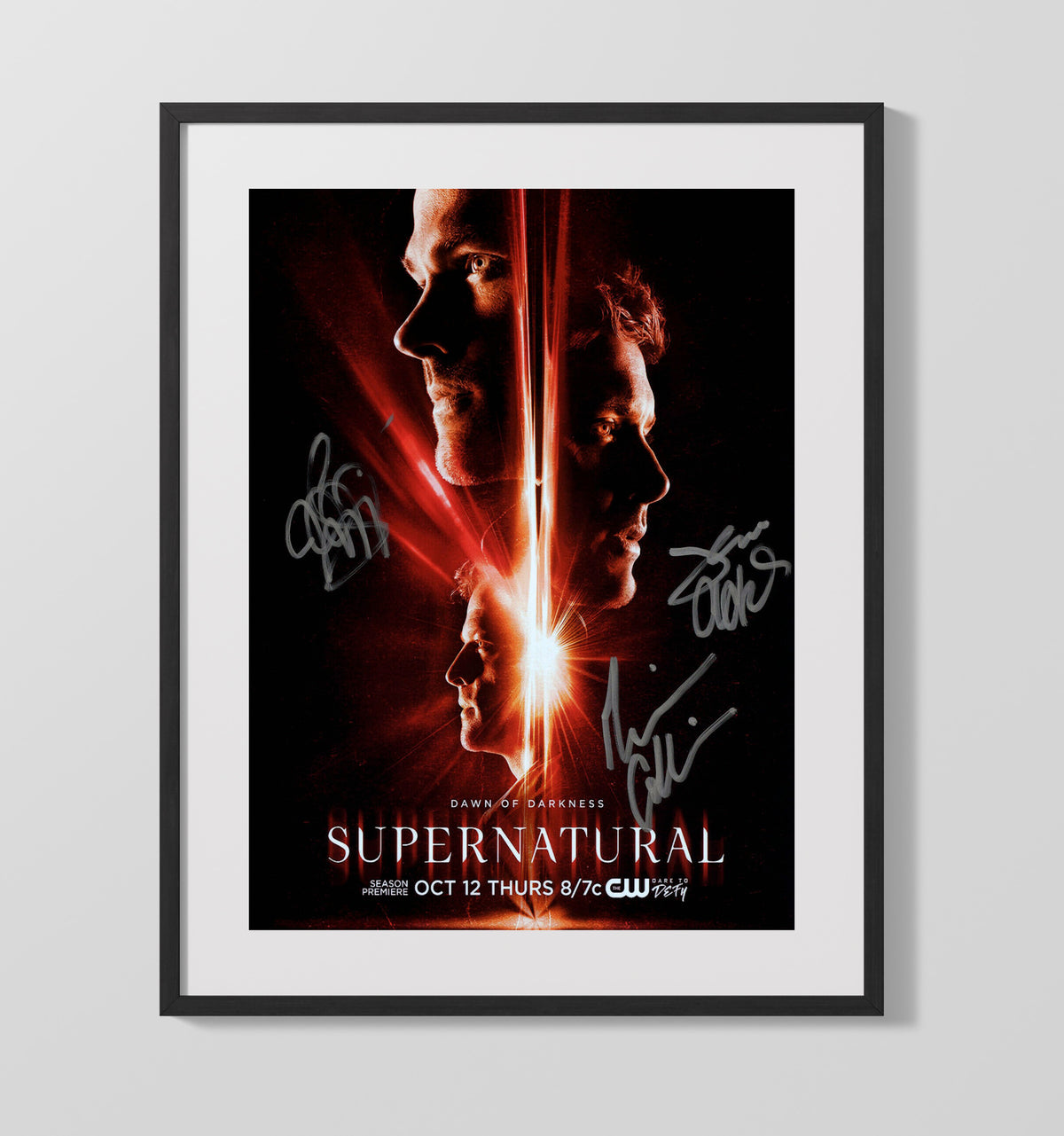 Supernatural - Jared Padalecki (Sam Winchester) and Jensen Ackles (Dean Winchester) Dual Face Split Promo Poster - Gallery Frame television wall art