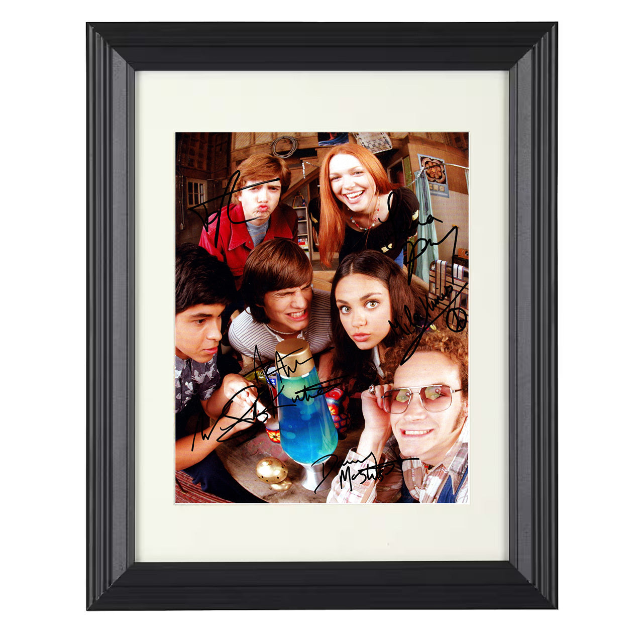 That 70s Show – Eric Forman Basement Group Around Lava Lamp – 8x10 black beveled framed television wall art