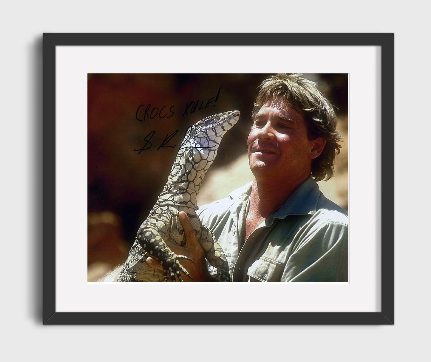 The Crocodile Hunter - Steve Irwin (Himself) Holding Monitor Lizard - Gallery Frame television wall art