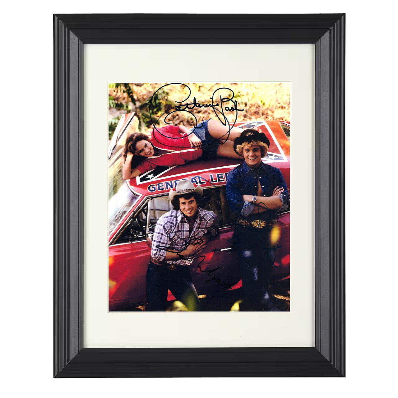 The Dukes of Hazzard – Catherine Bach Daisy Duke General Lee – 8x10 black beveled framed television wall art