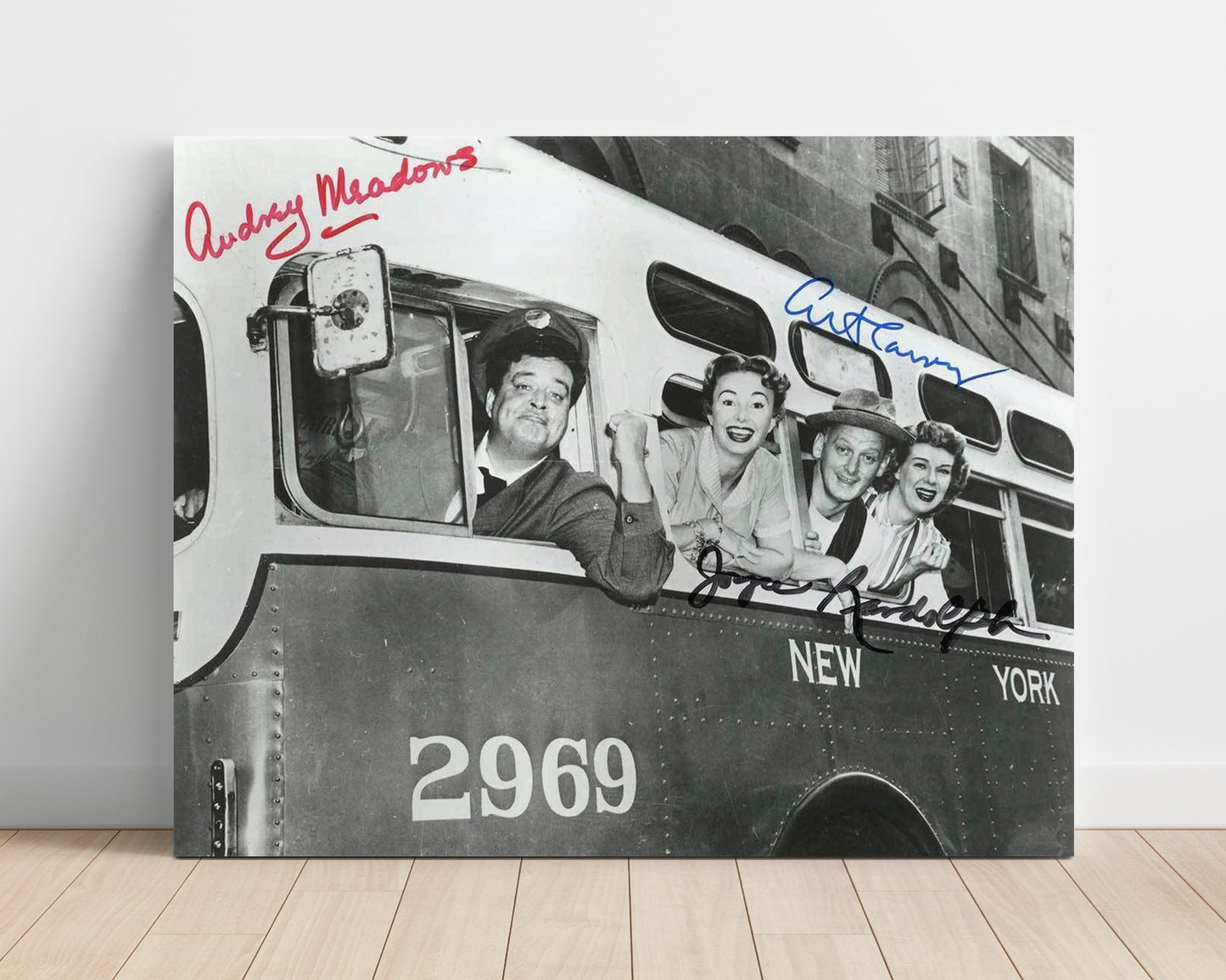 The Honeymooners - Jackie Gleason (Ralph Kramden) Ensemble Bus Window Cast Scene - Vintage Television Wall Art - 16x20 Unframed Print wall art print - television decor