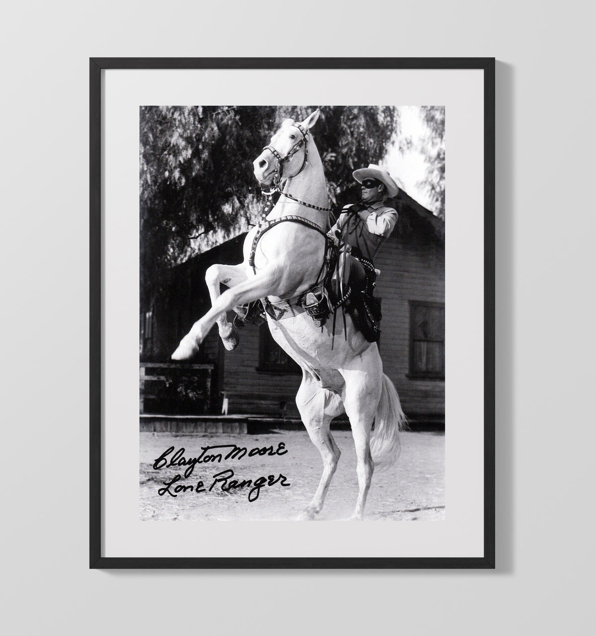 The Lone Ranger - Clayton Moore Masked Western Hero Silver Horse Pose - Gallery Frame television wall art