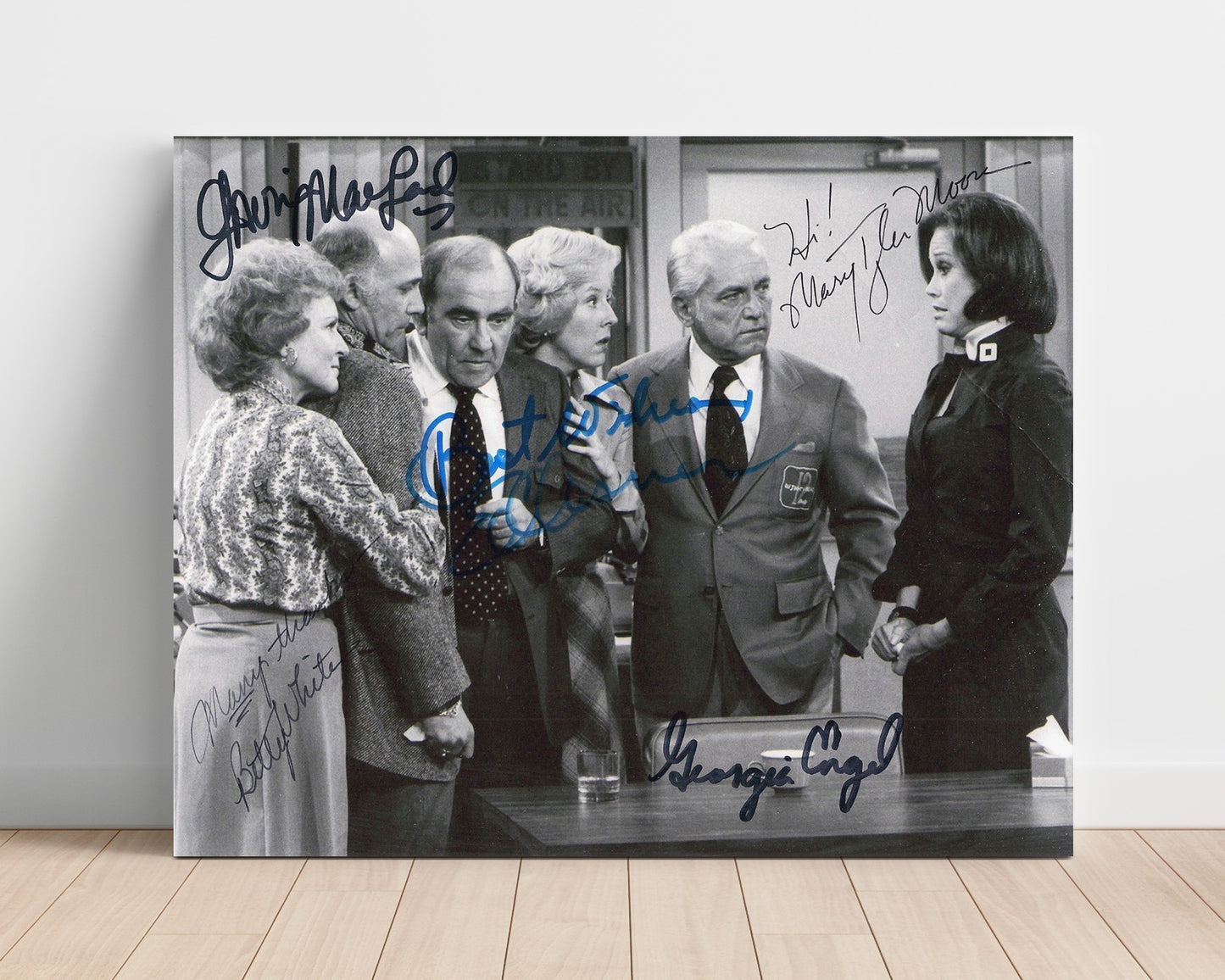 The Mary Tyler Moore Show - Mary Tyler Moore Ensemble Cast Newsroom On The Air - Vintage Television Wall Art - 16x20 Unframed Print wall art print - television decor