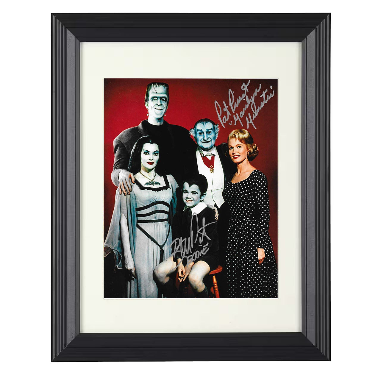 The Munsters – Cast – Family Image Ensemble – 8x10 black beveled framed television wall art