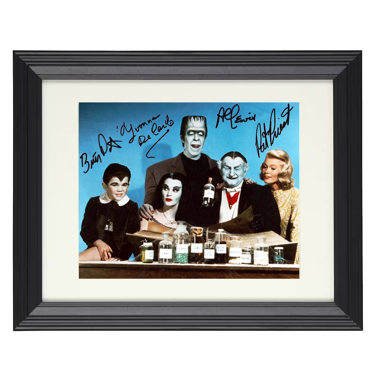 The Munsters – Herman Munster Cast Family Image – 8x10 black beveled framed television wall art