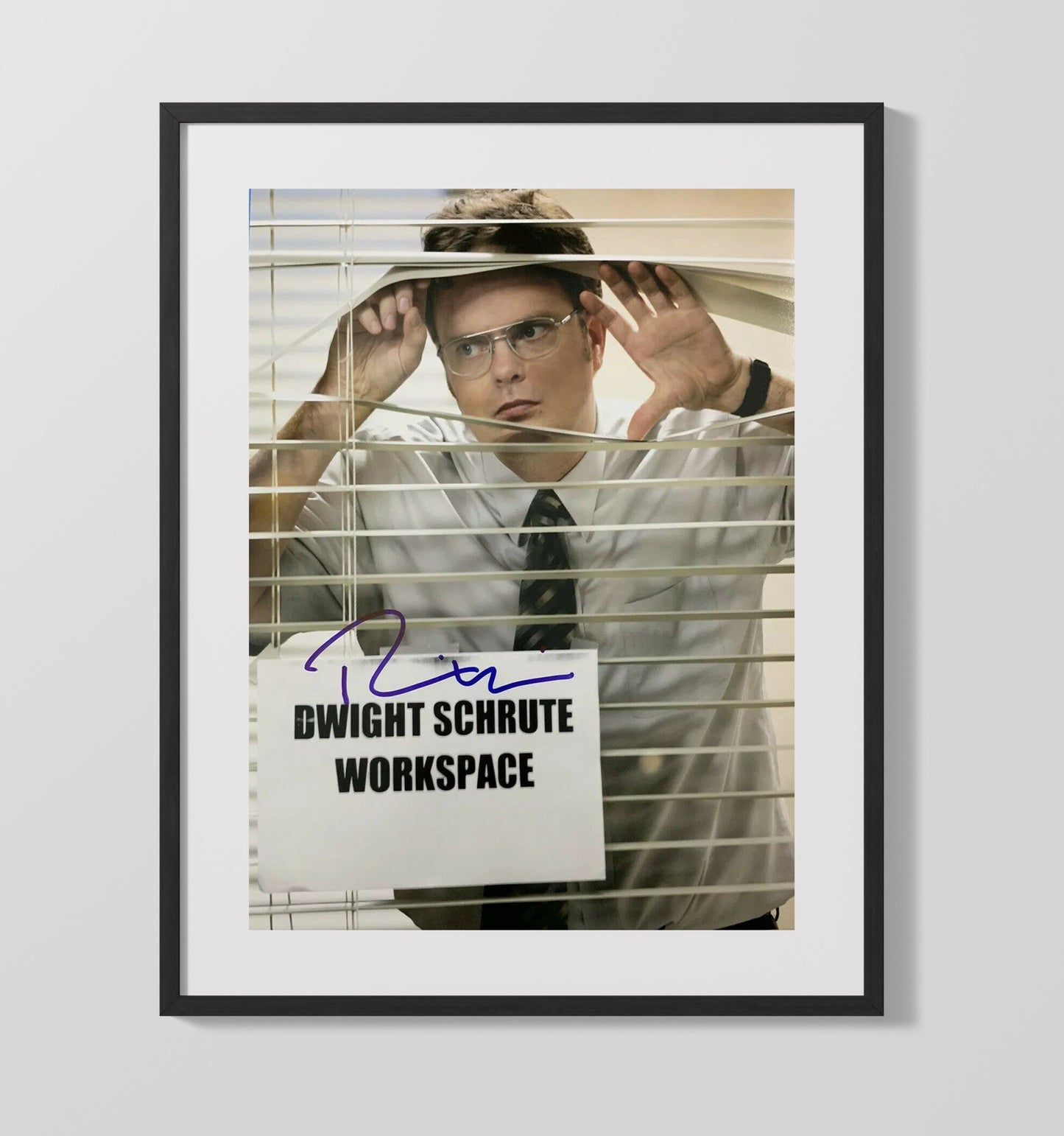 The Office - Rainn Wilson (Dwight Schrute) Peeking Through Office Blinds - Gallery Frame television wall art