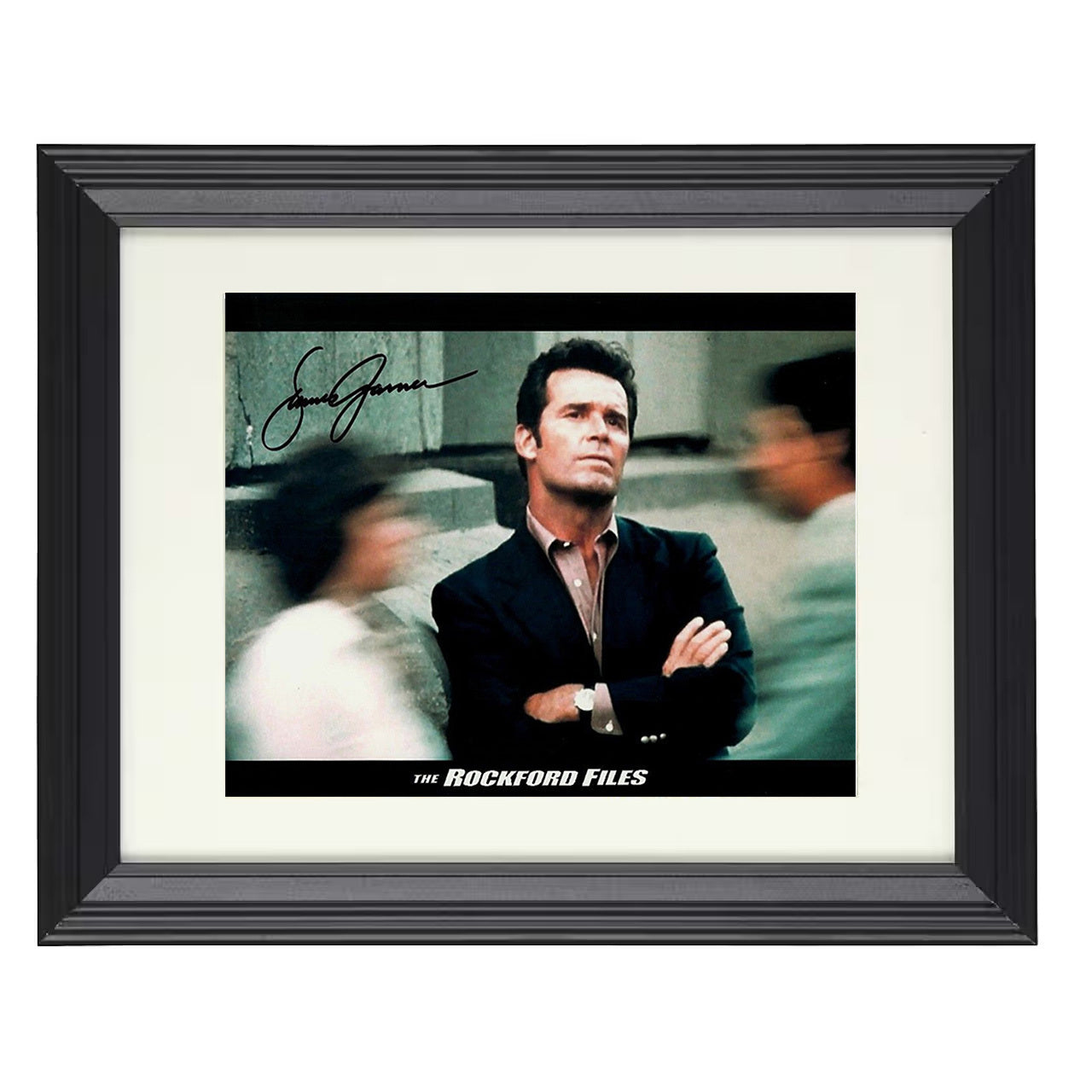 The Rockford Files – Jim Rockford Street Watch Scene – 8x10 black beveled framed television wall art